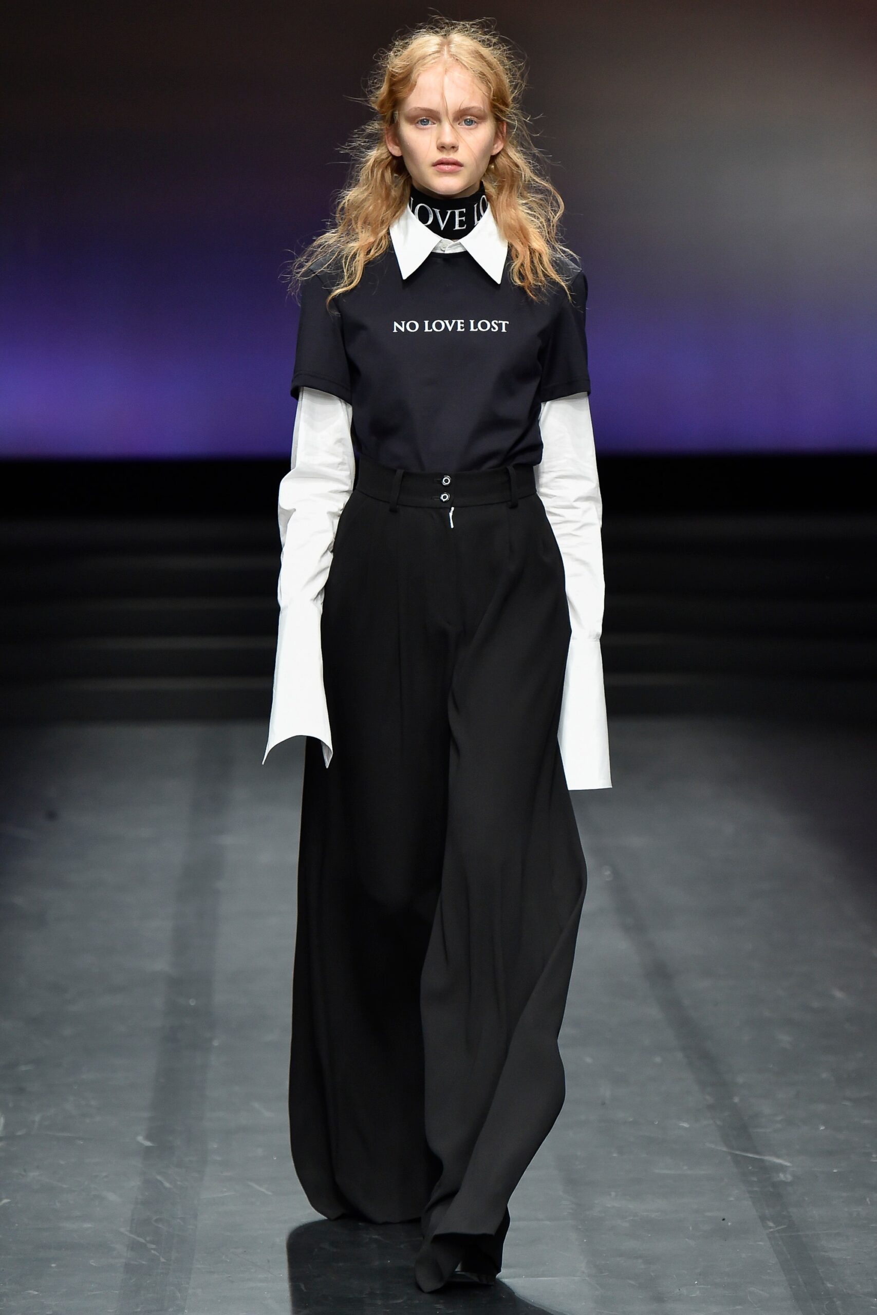 slogan t-shirt with oversized collar shirt