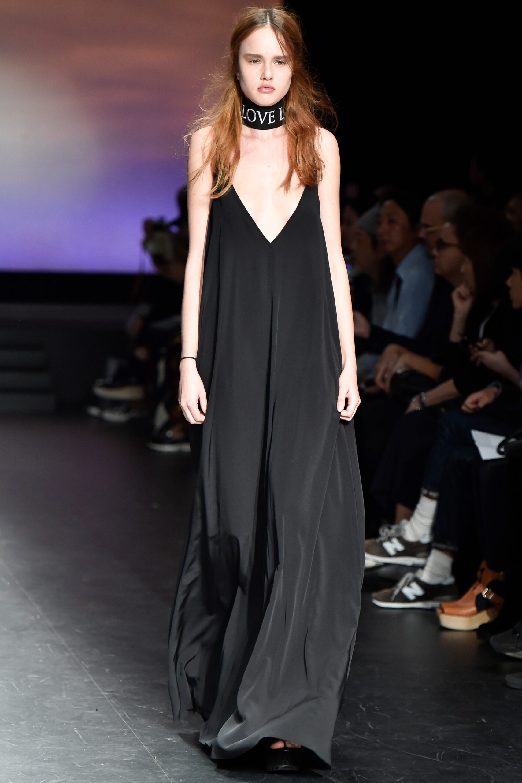 plunging black palazzo jumpsuit