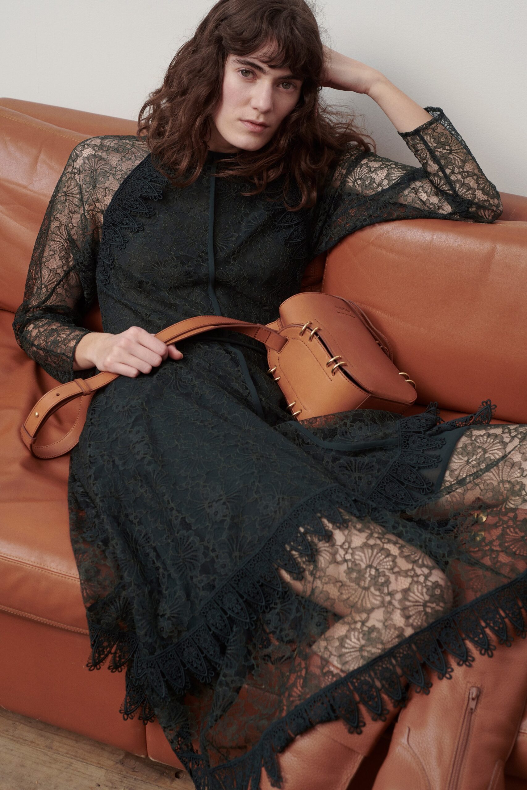 black floral lace maxi-dress
