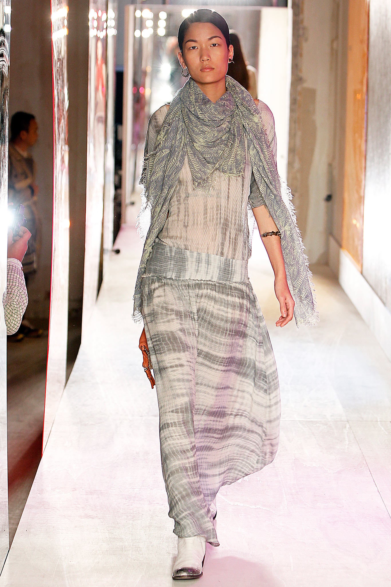 sheer printed chiffon maxi-dress