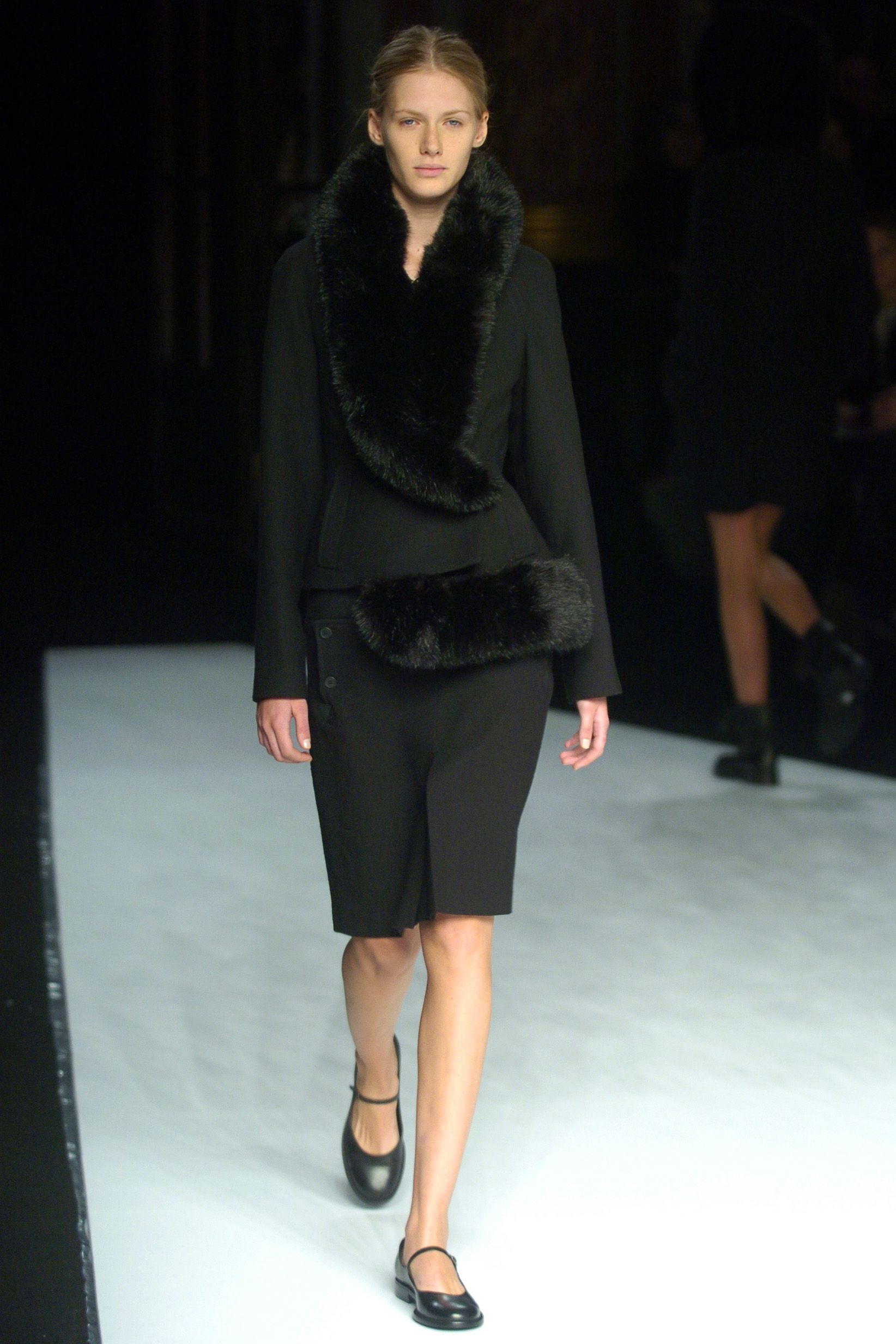 black fur-trim peplum jacket