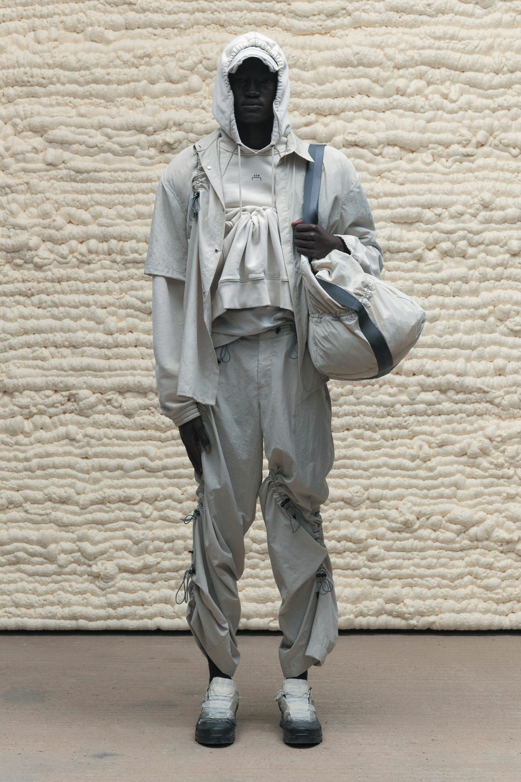 gray cotton relaxed cargo pants