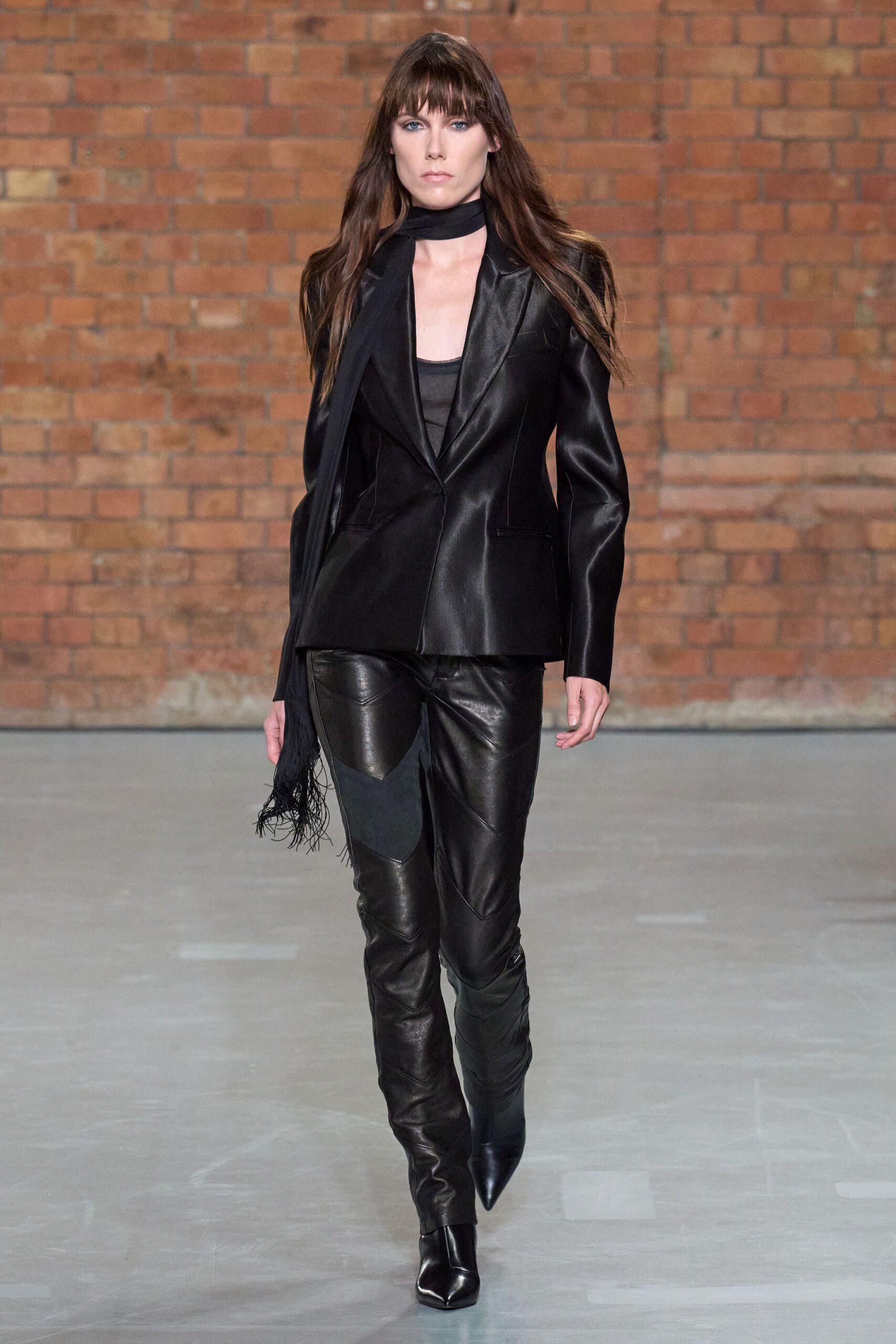 black leather tailored blazer