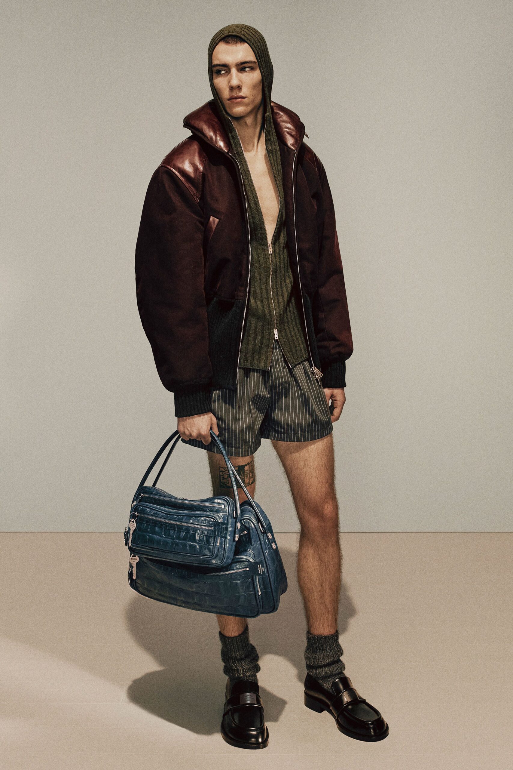 brown leather oversized jacket