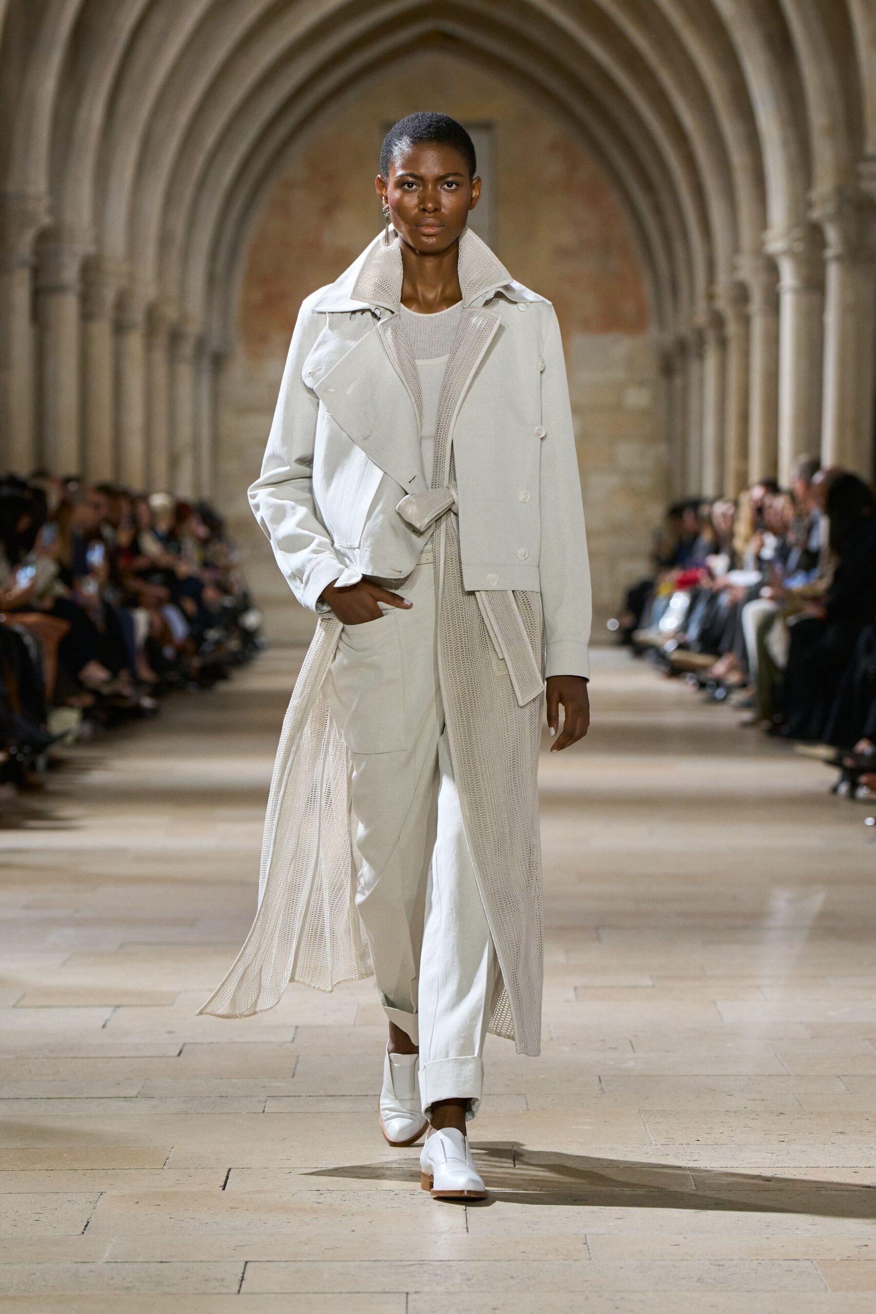 white relaxed coat and pants