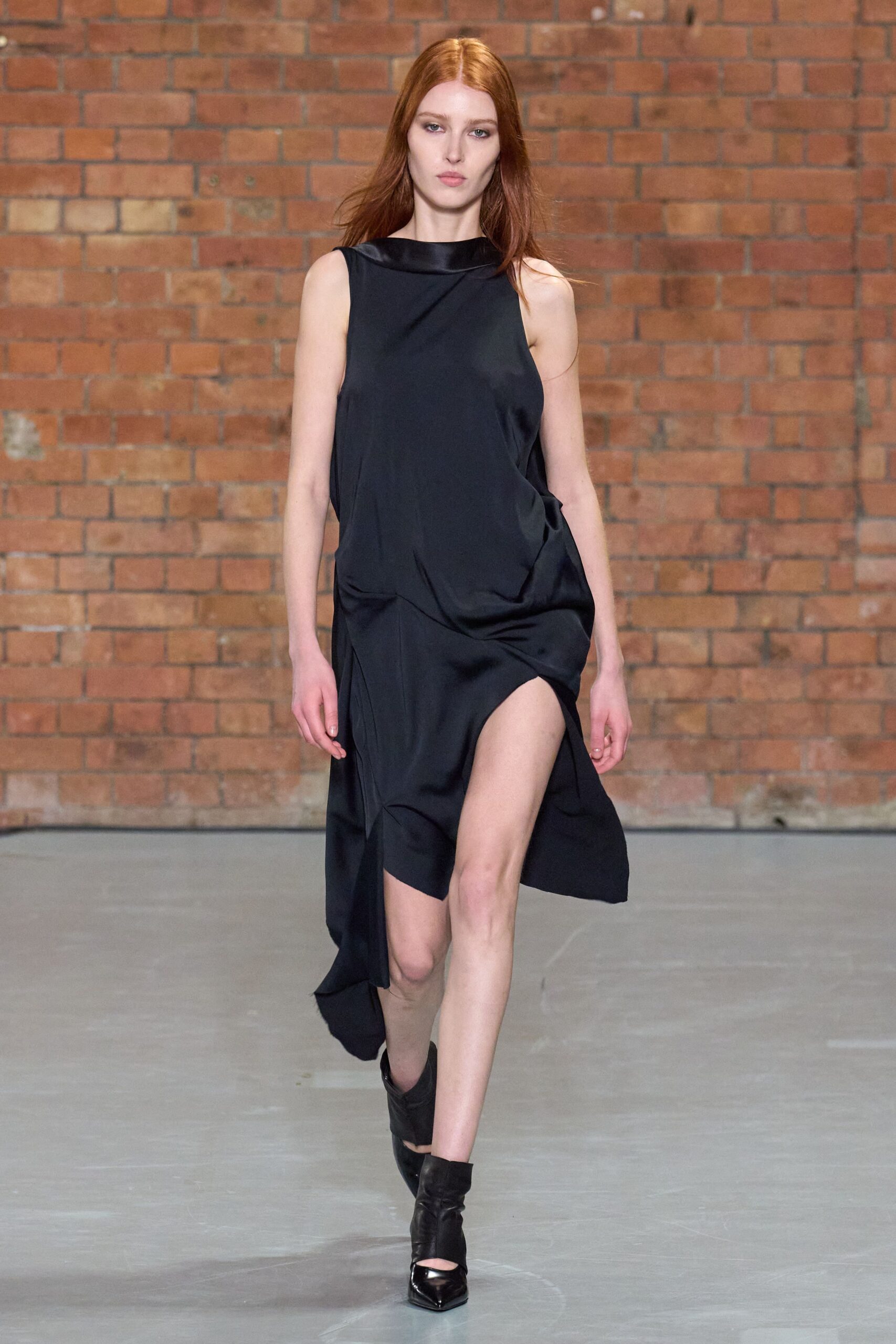 black silk sleeveless midi dress