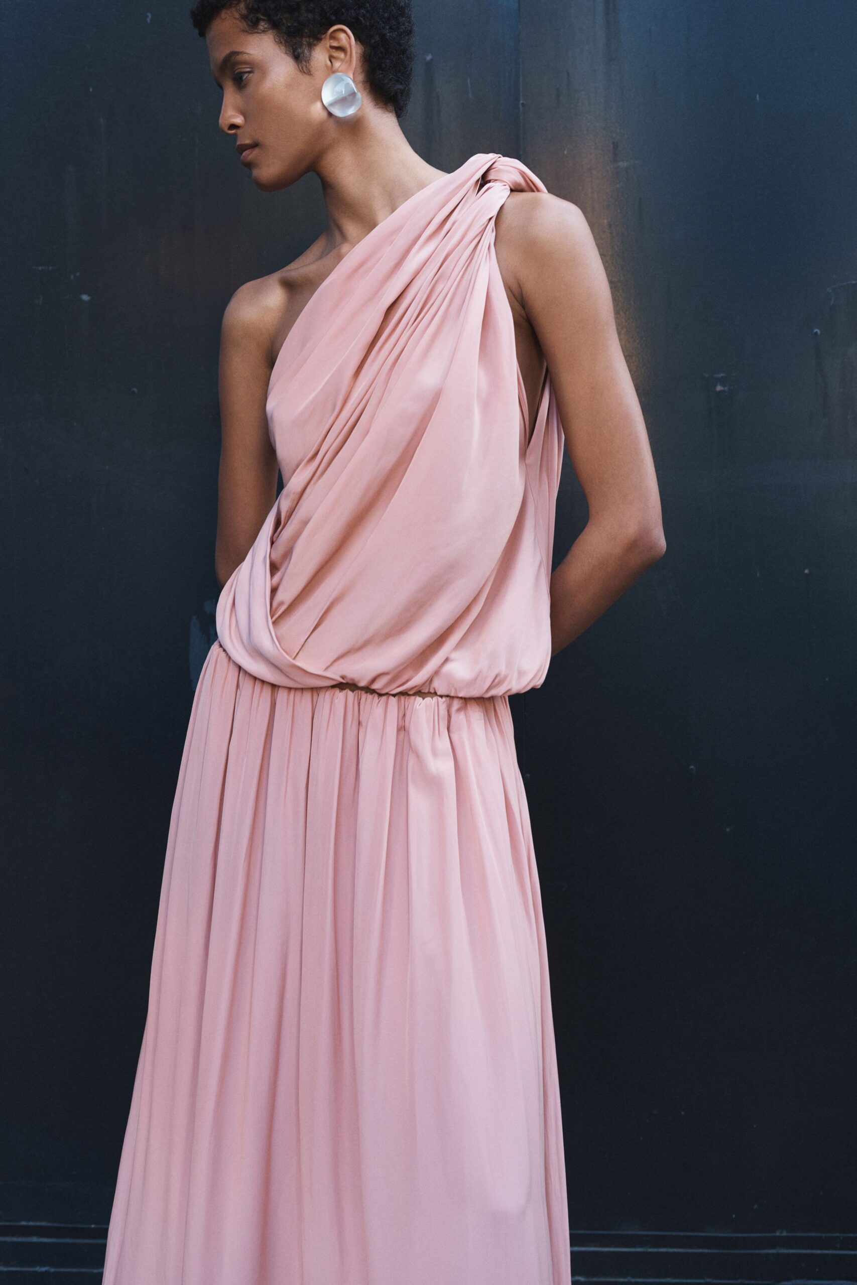 pink silk sleeveless dress