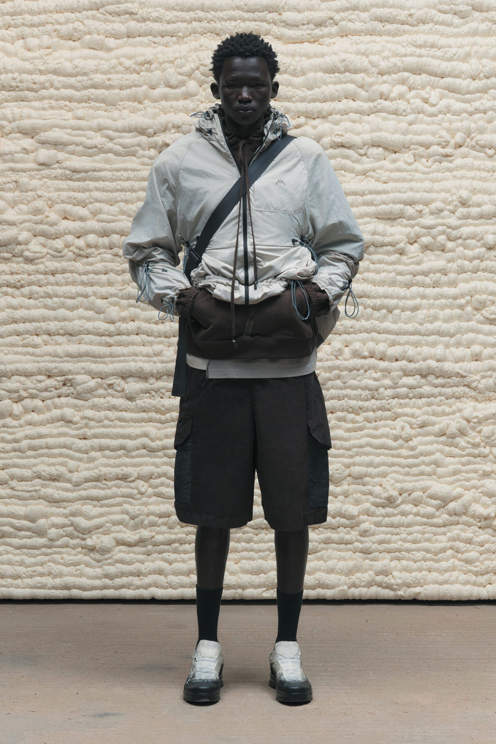 gray jersey long-sleeve hooded relaxed zippered pockets jacket