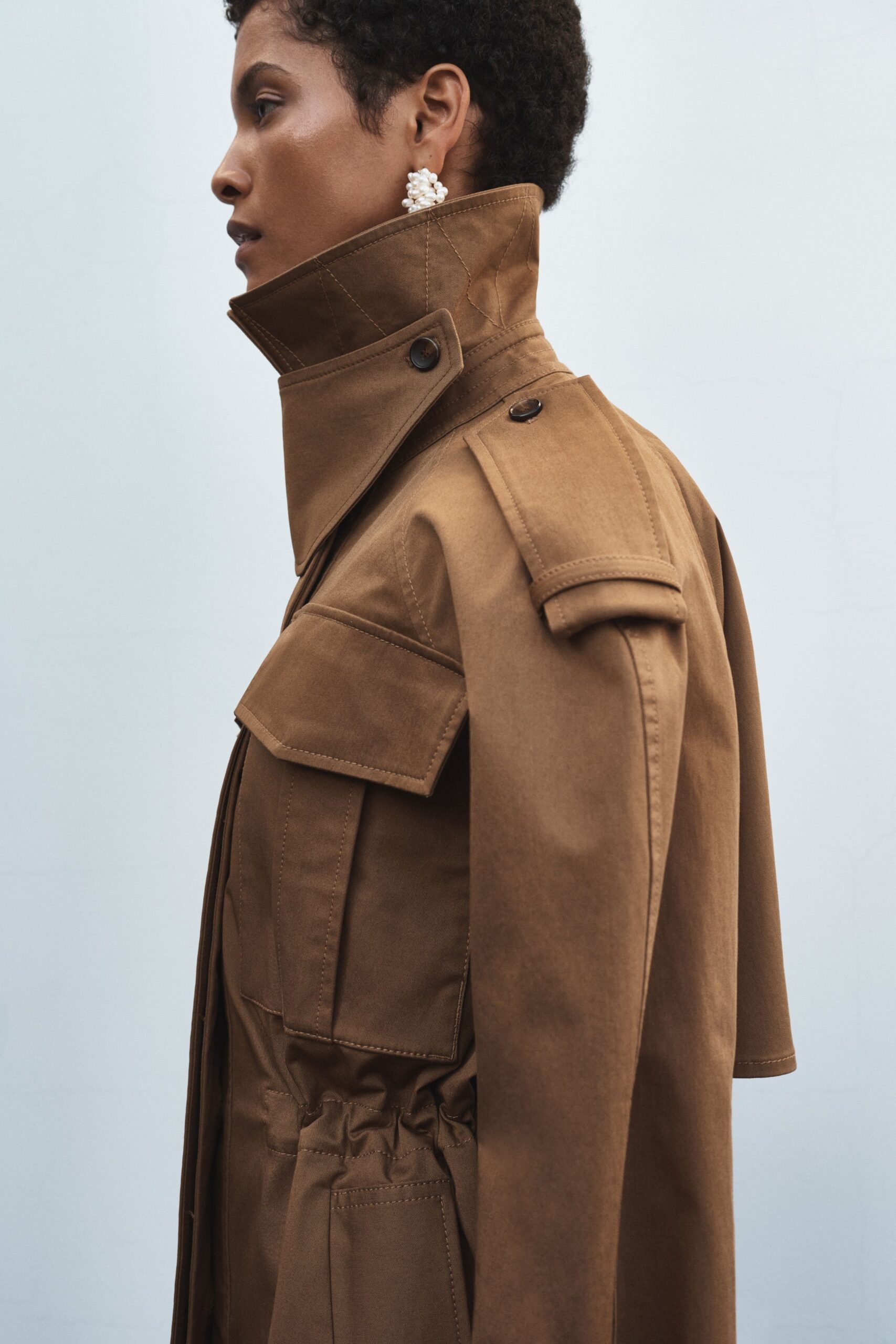 brown relaxed cotton coat
