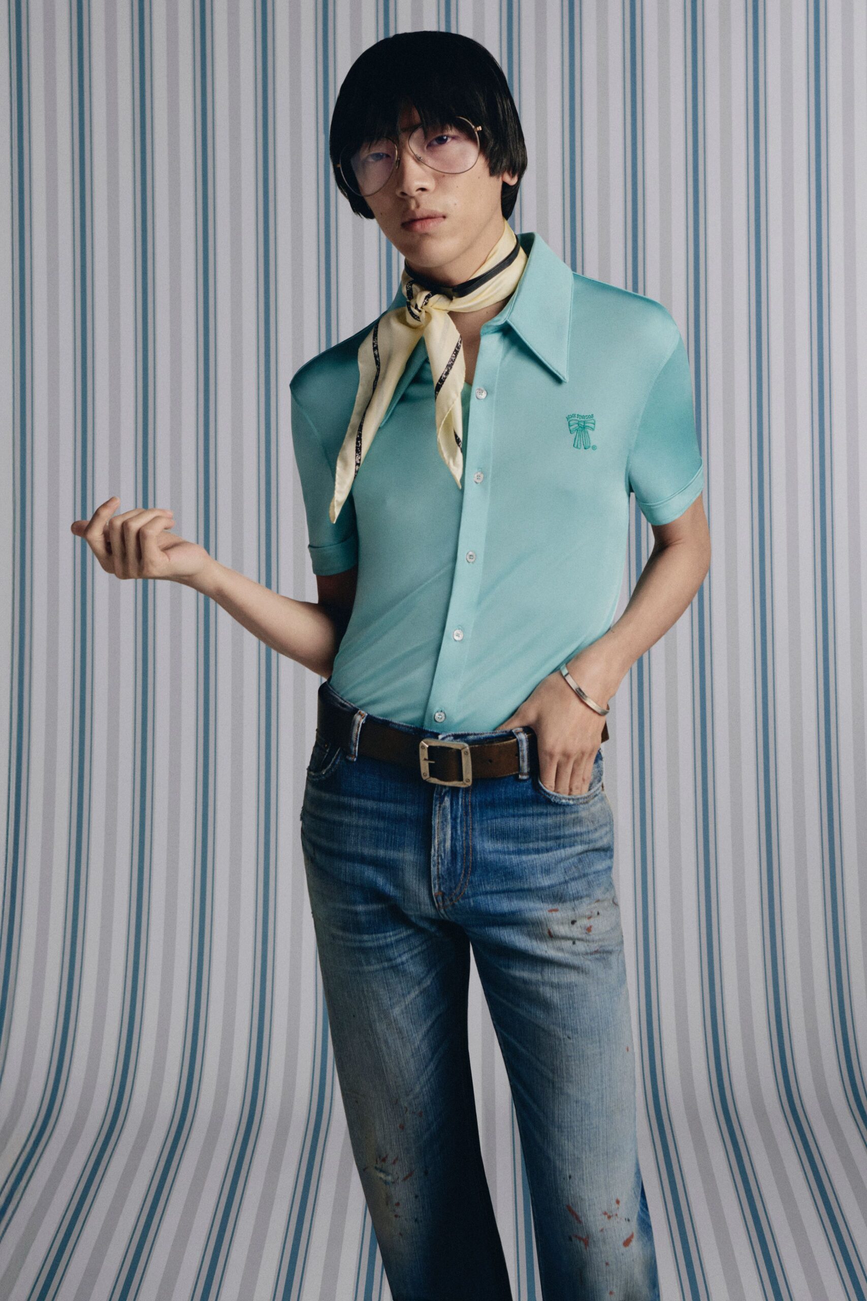 brown leather structured belt