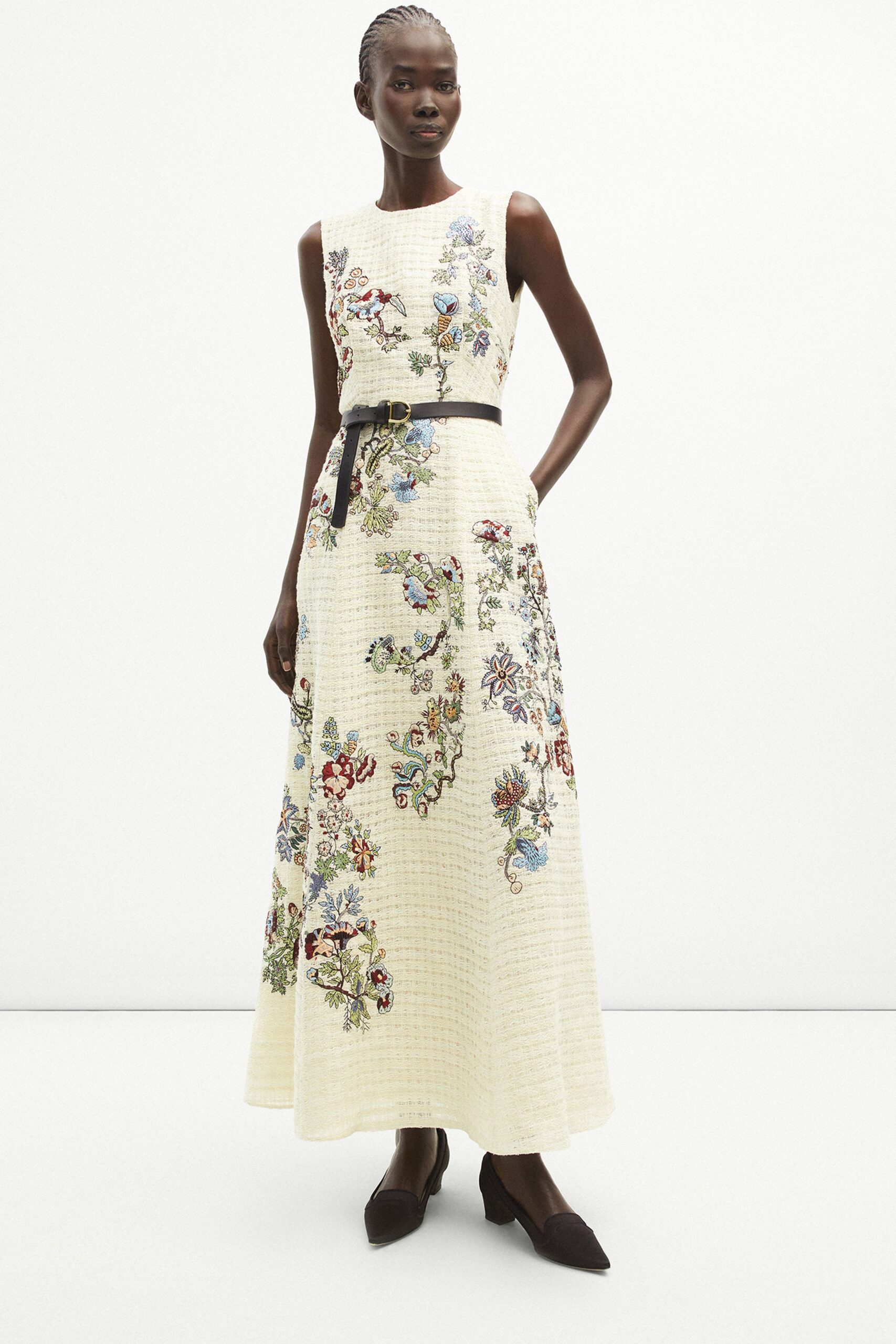 ivory embroidered maxi gown
