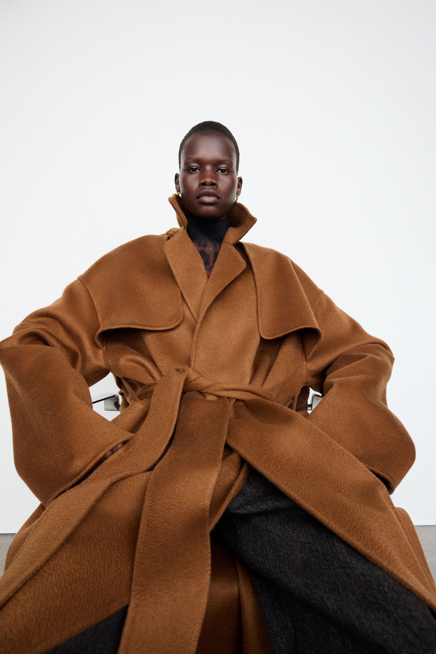 brown wool relaxed coat