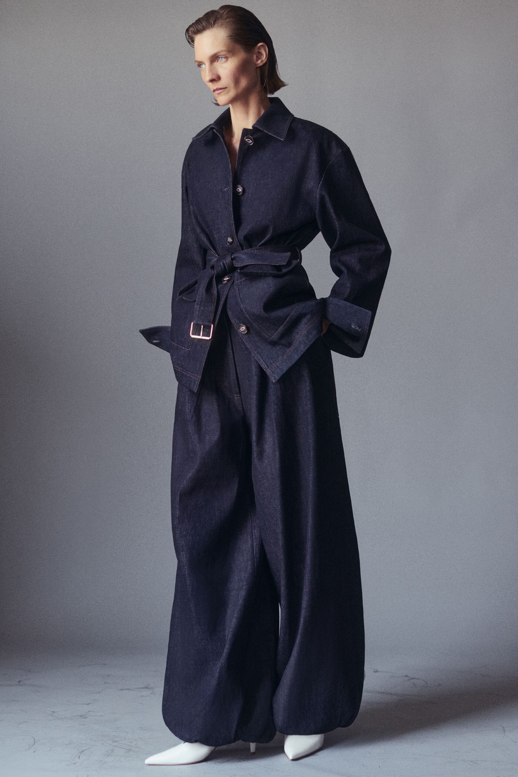 oversized denim jacket and pants