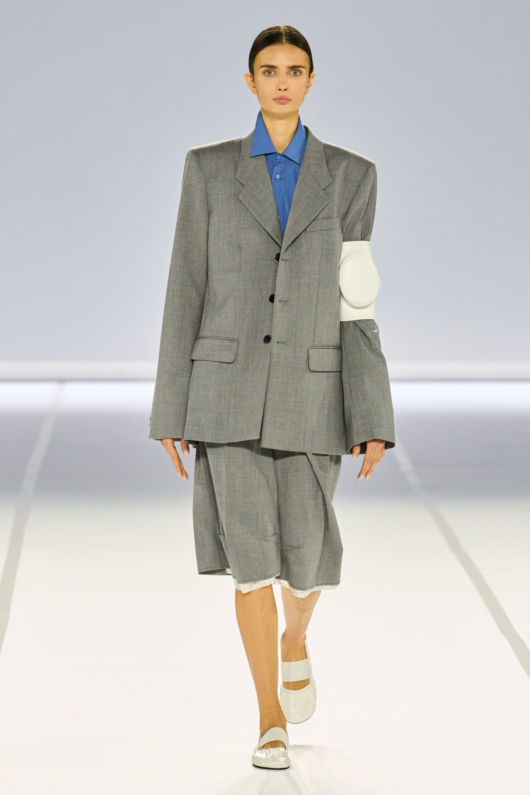 gray cotton relaxed straight-leg skirt