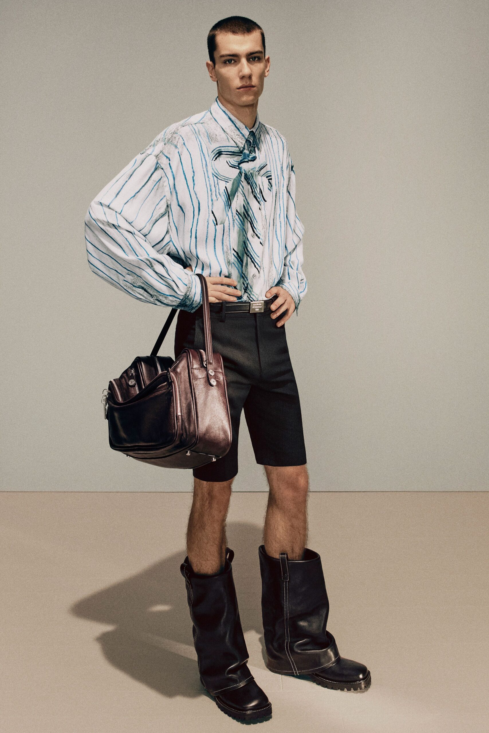 relaxed striped shirt with shorts