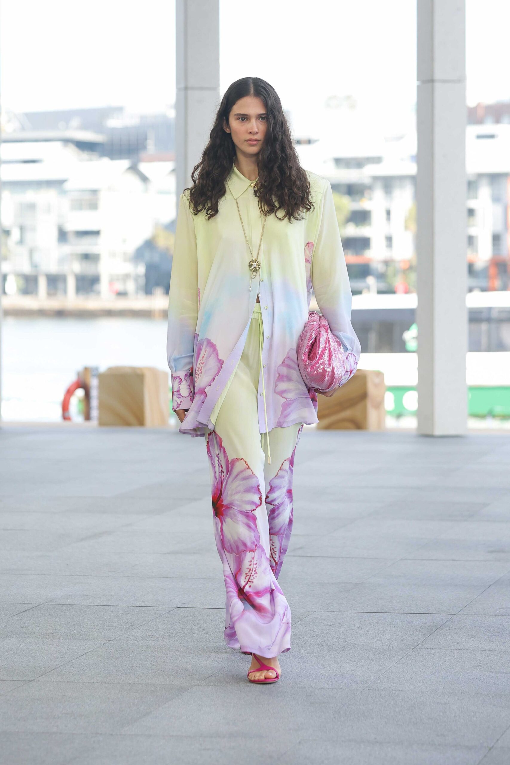 white silk long-sleeve collared oversized longline shirt