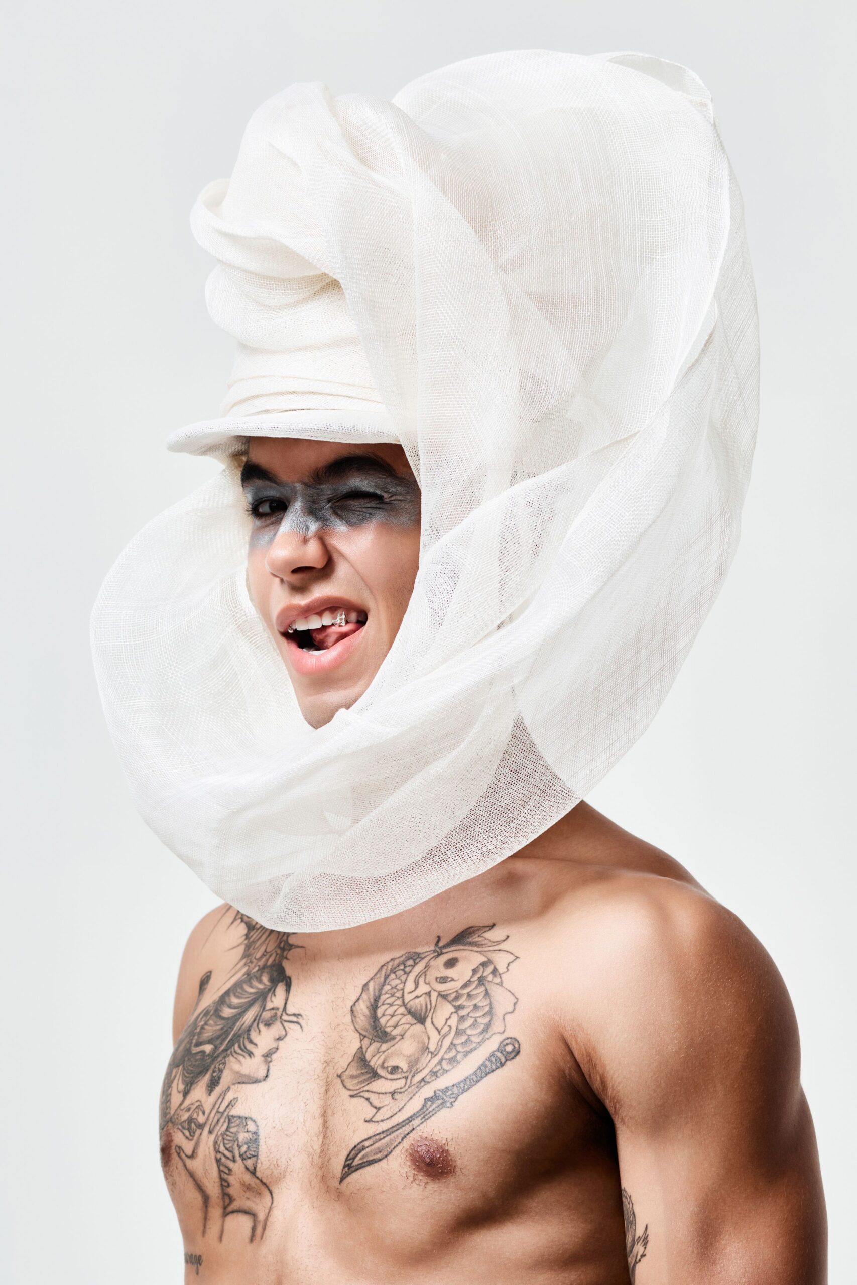 white structured mesh hat