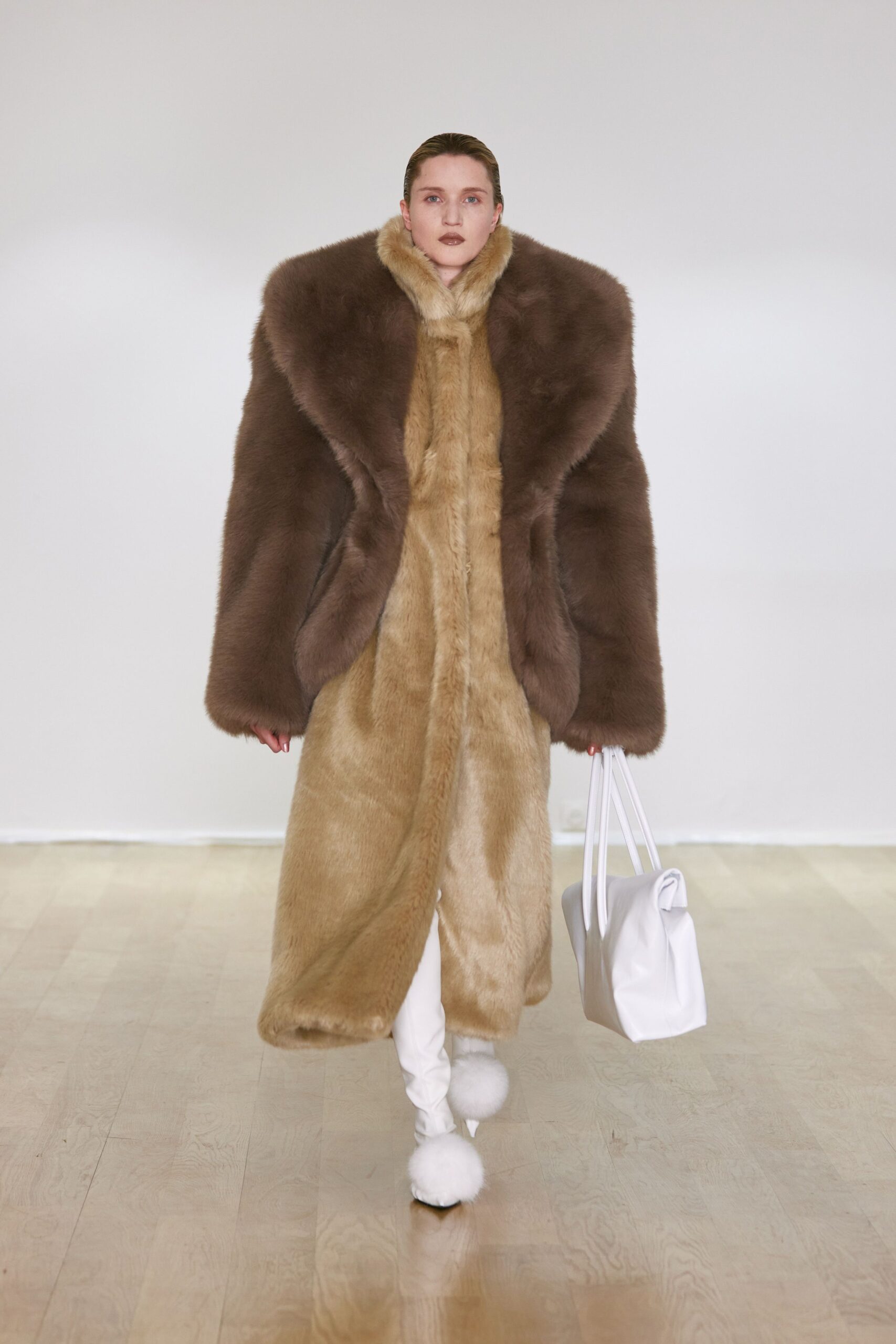 brown fur oversized coat