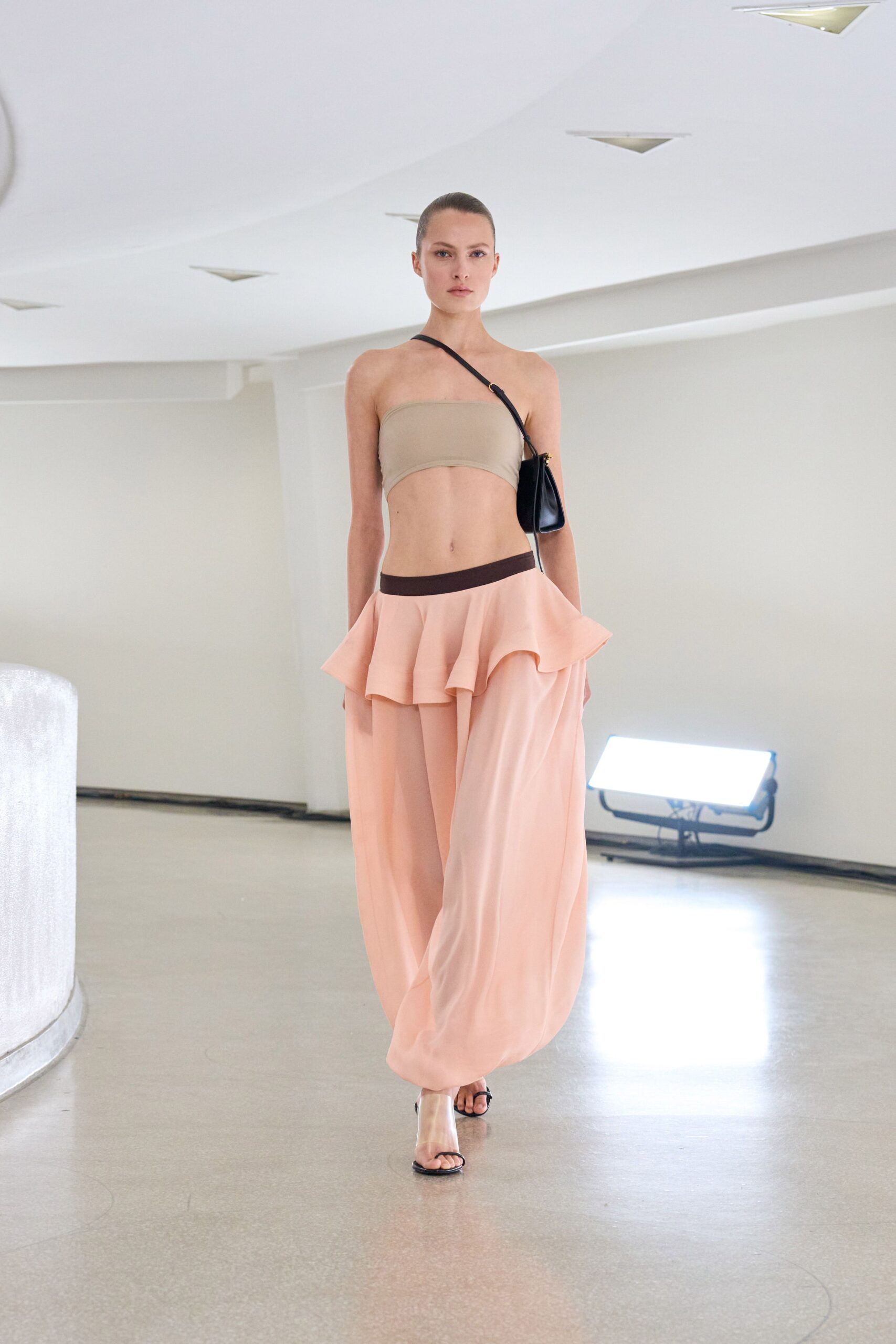 pink chiffon relaxed layered flowing skirt