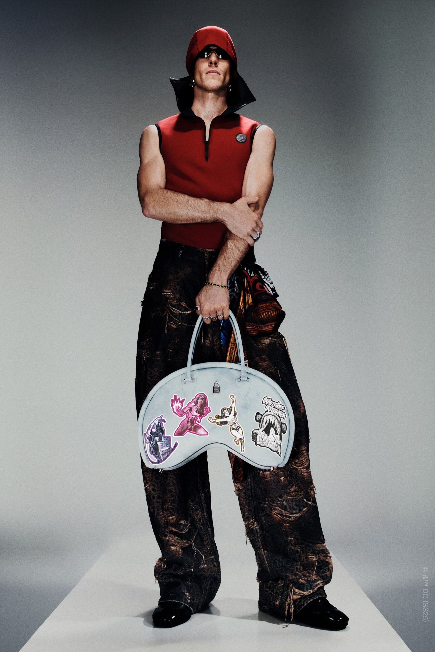 blue vinyl printed bag