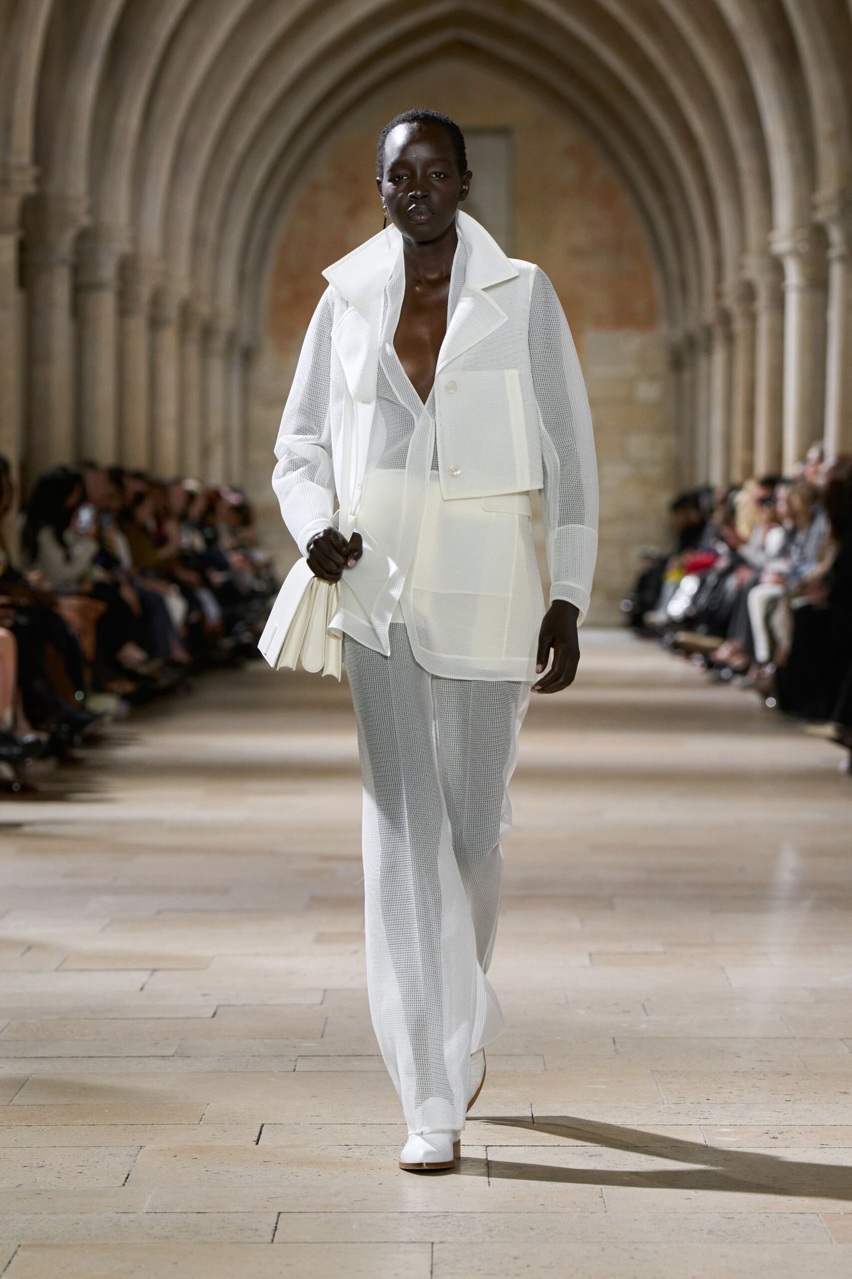 white cotton long-sleeve v-neck relaxed layered jacket