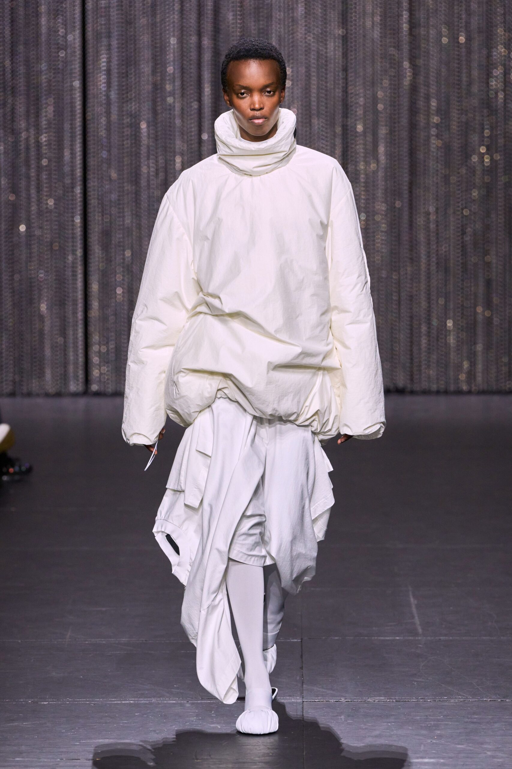oversized white top with layered skirt