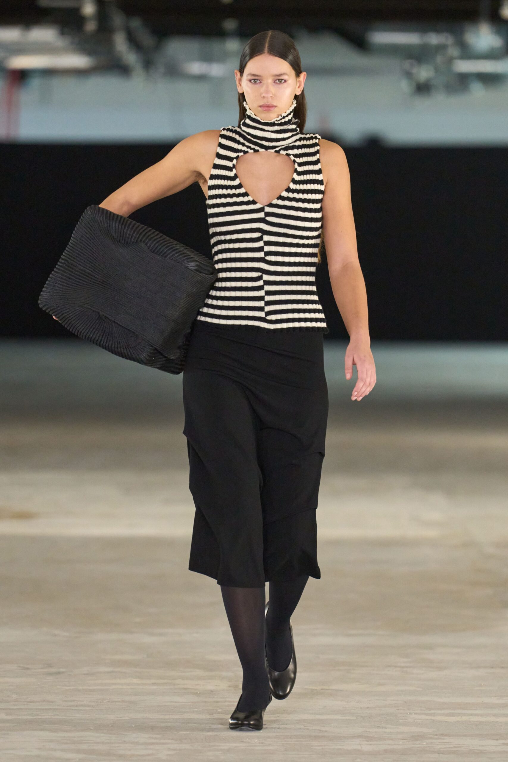 striped sleeveless top with layered skirt
