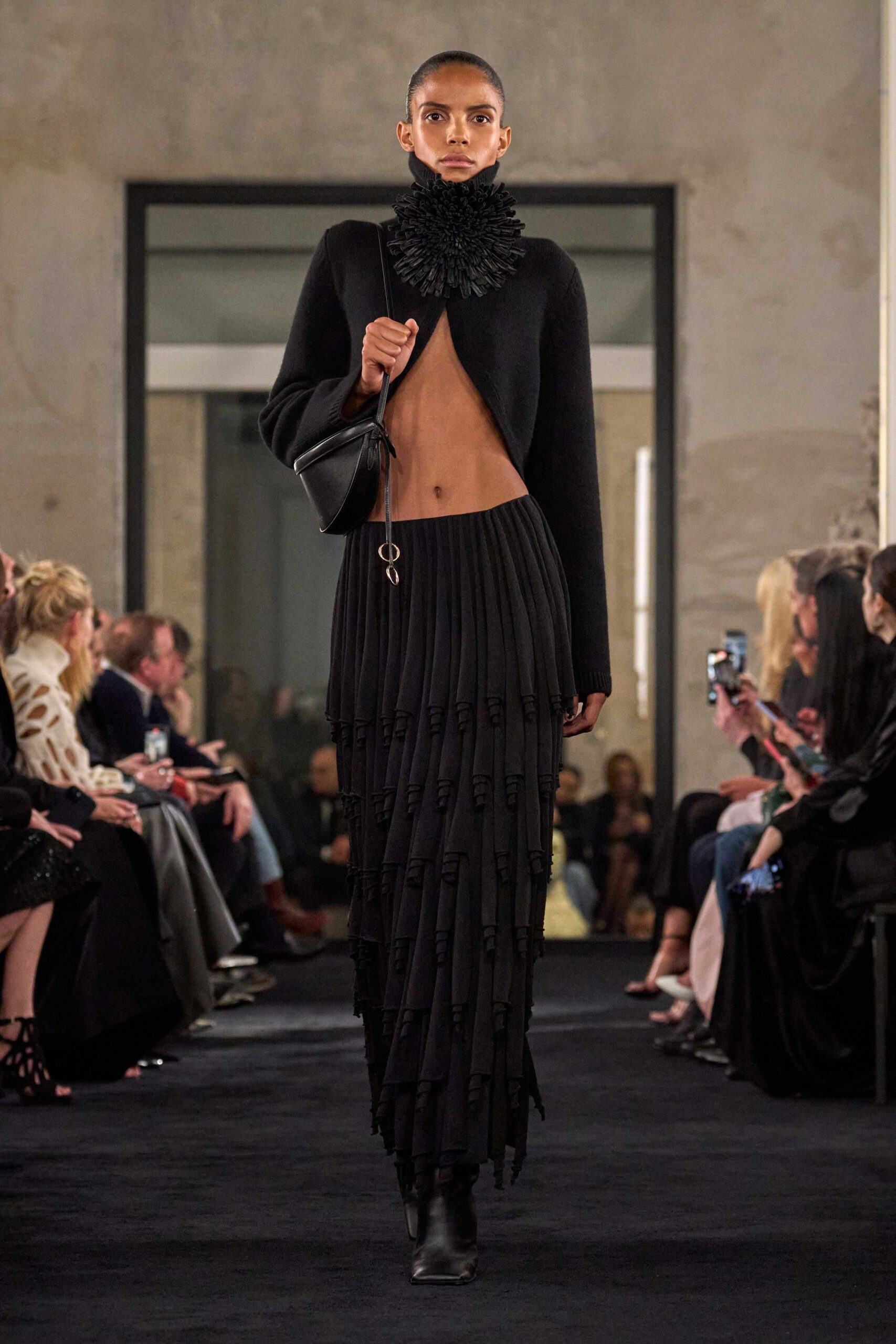 black wool sleeveless fitted layered top