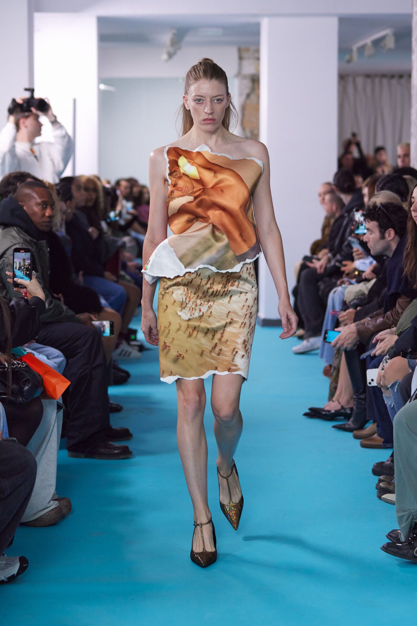 multi silk sleeveless asymmetric fitted printed mini dress