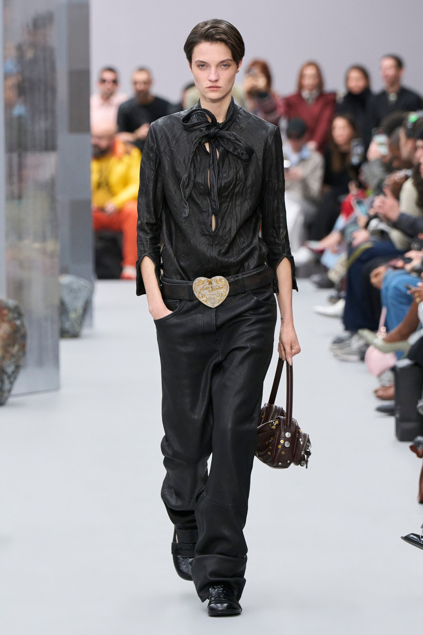 black leather shirt and pants