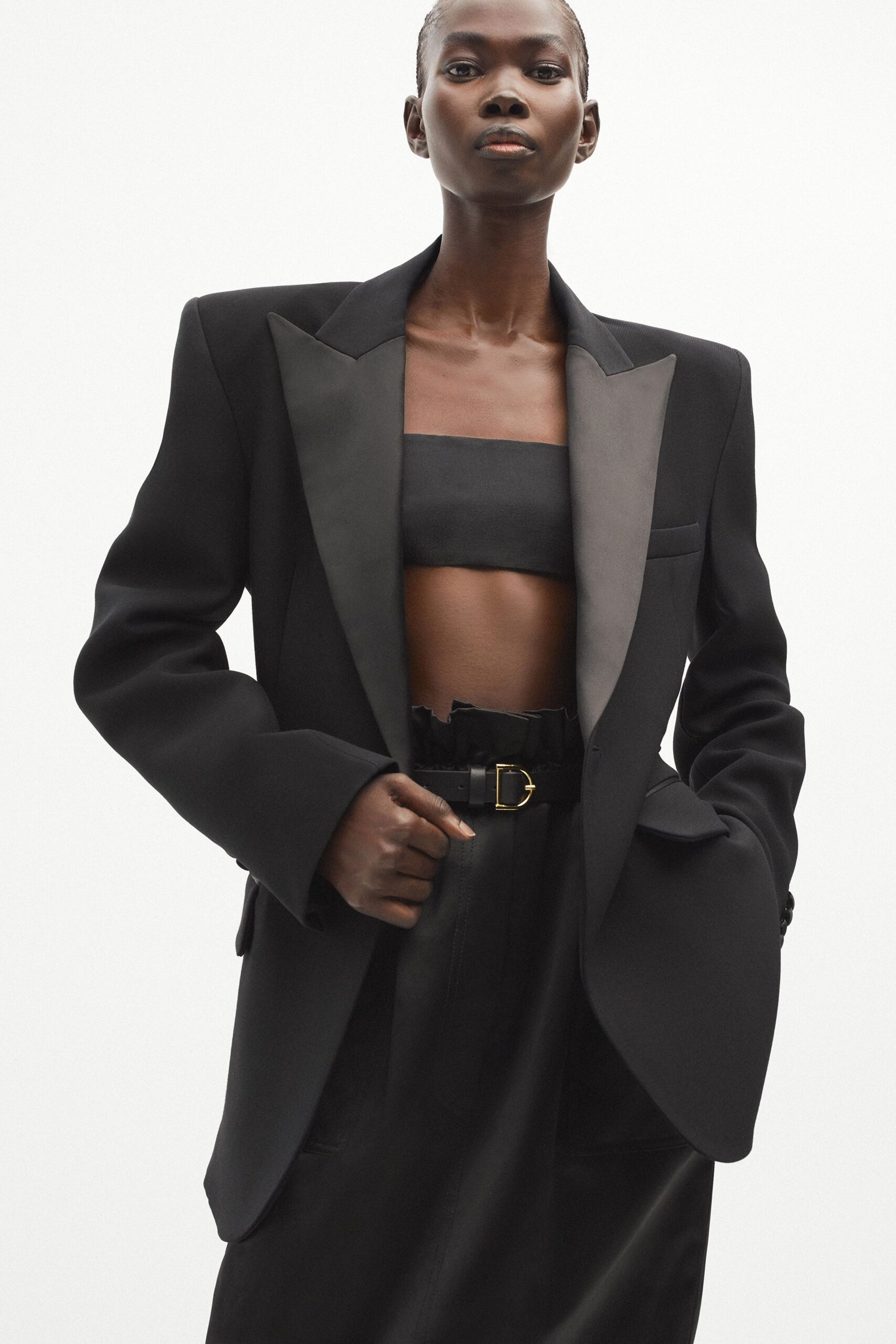 black blazer and top ensemble