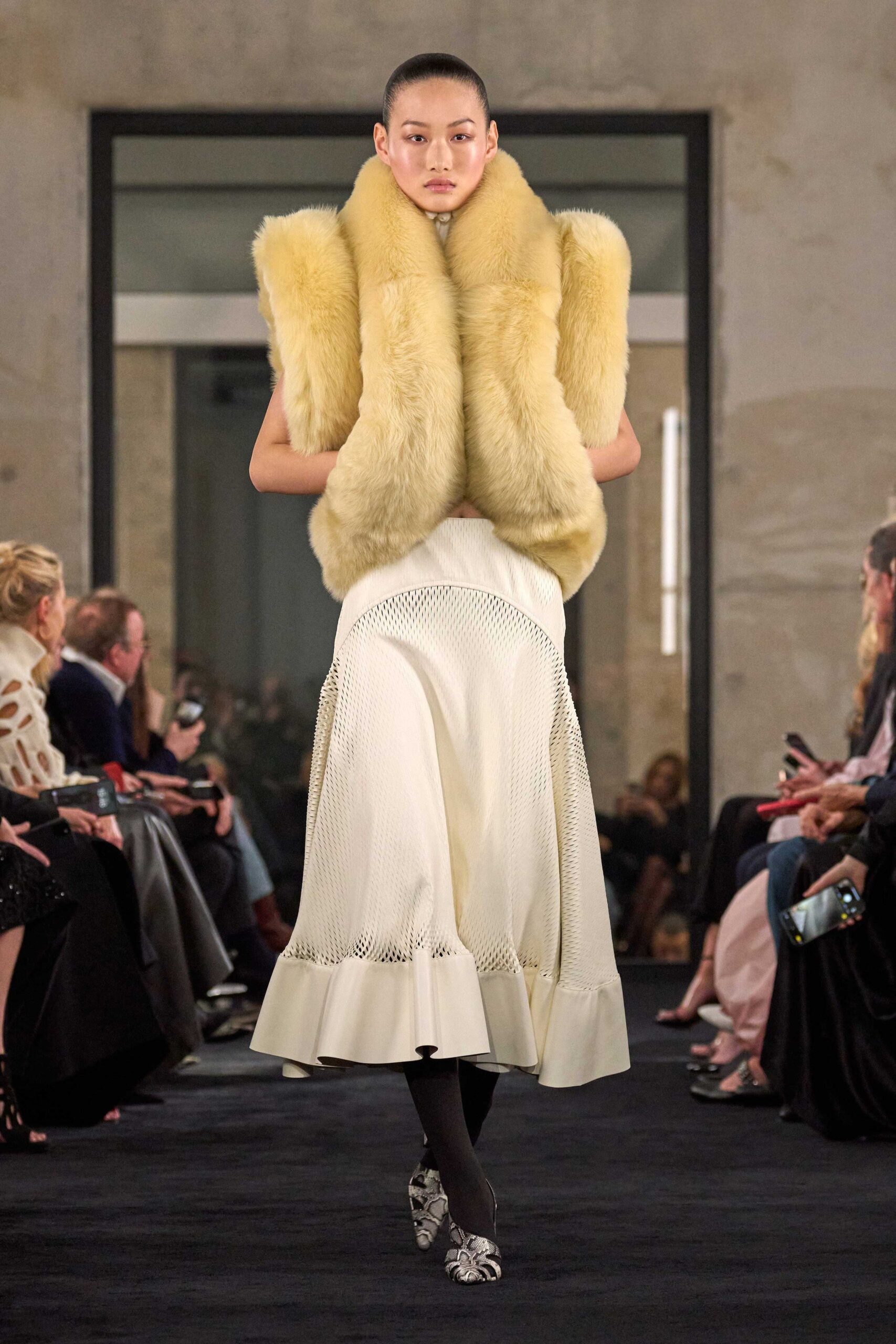 yellow fur relaxed coat