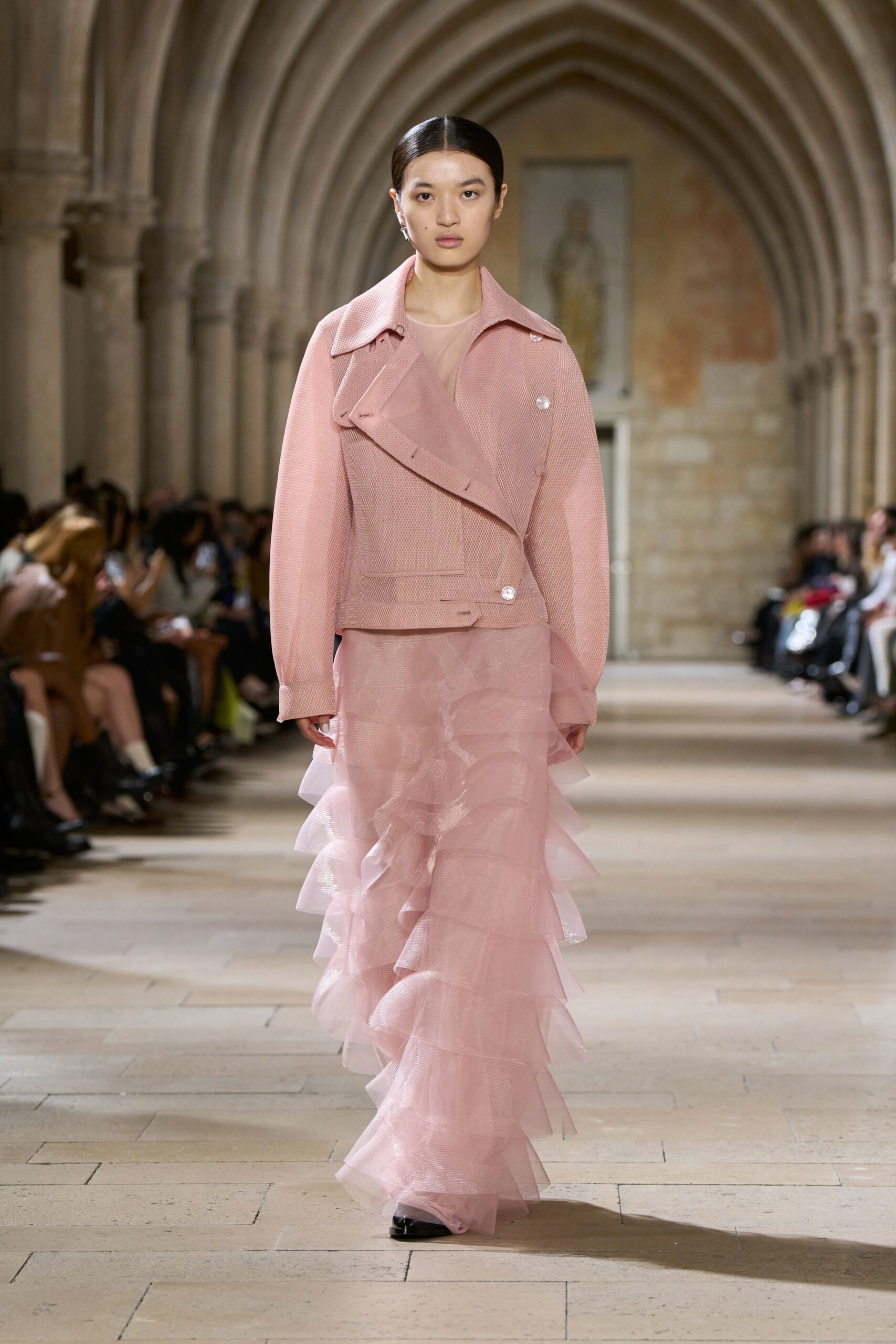 pink cotton long-sleeve collared relaxed buttoned jacket