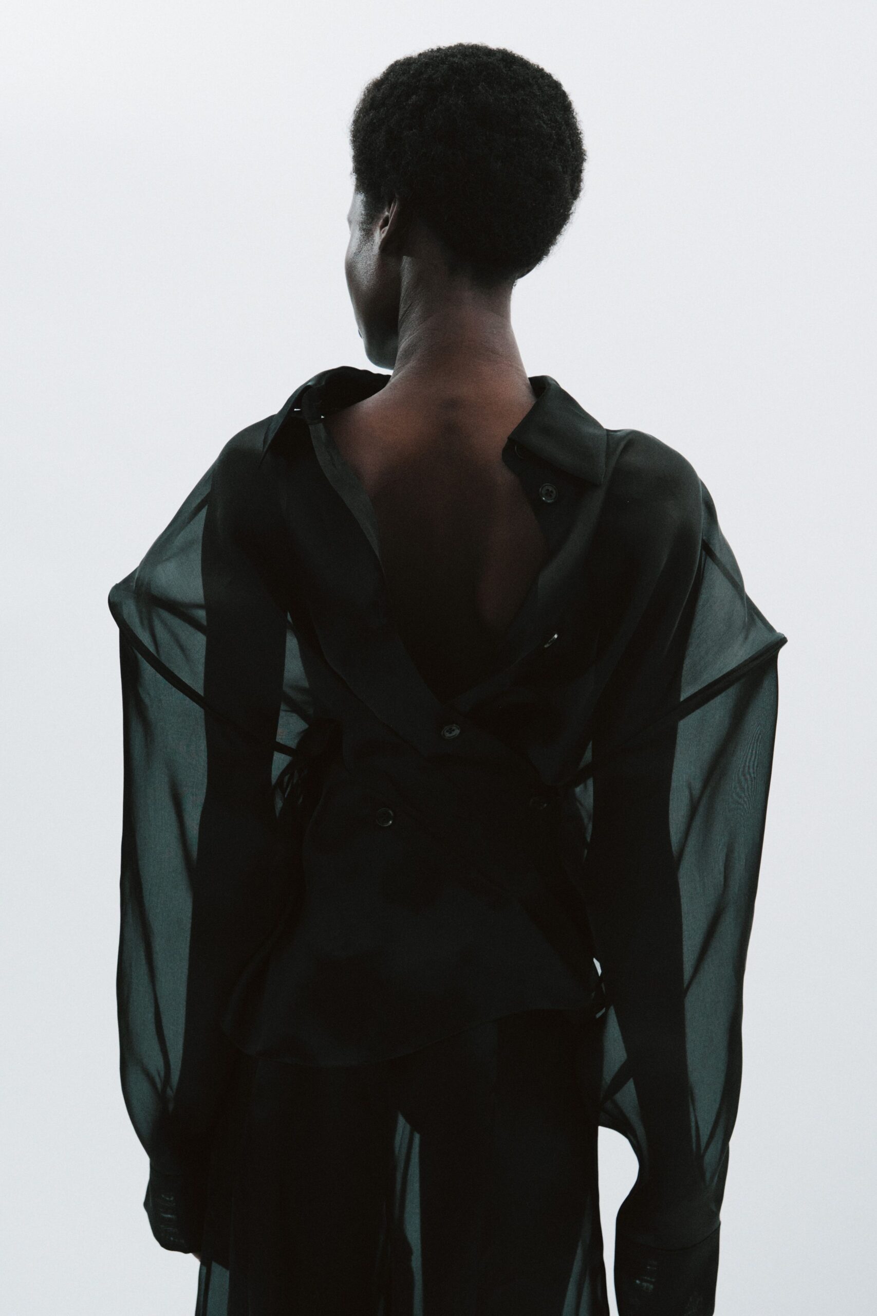 black sheer silk shirt