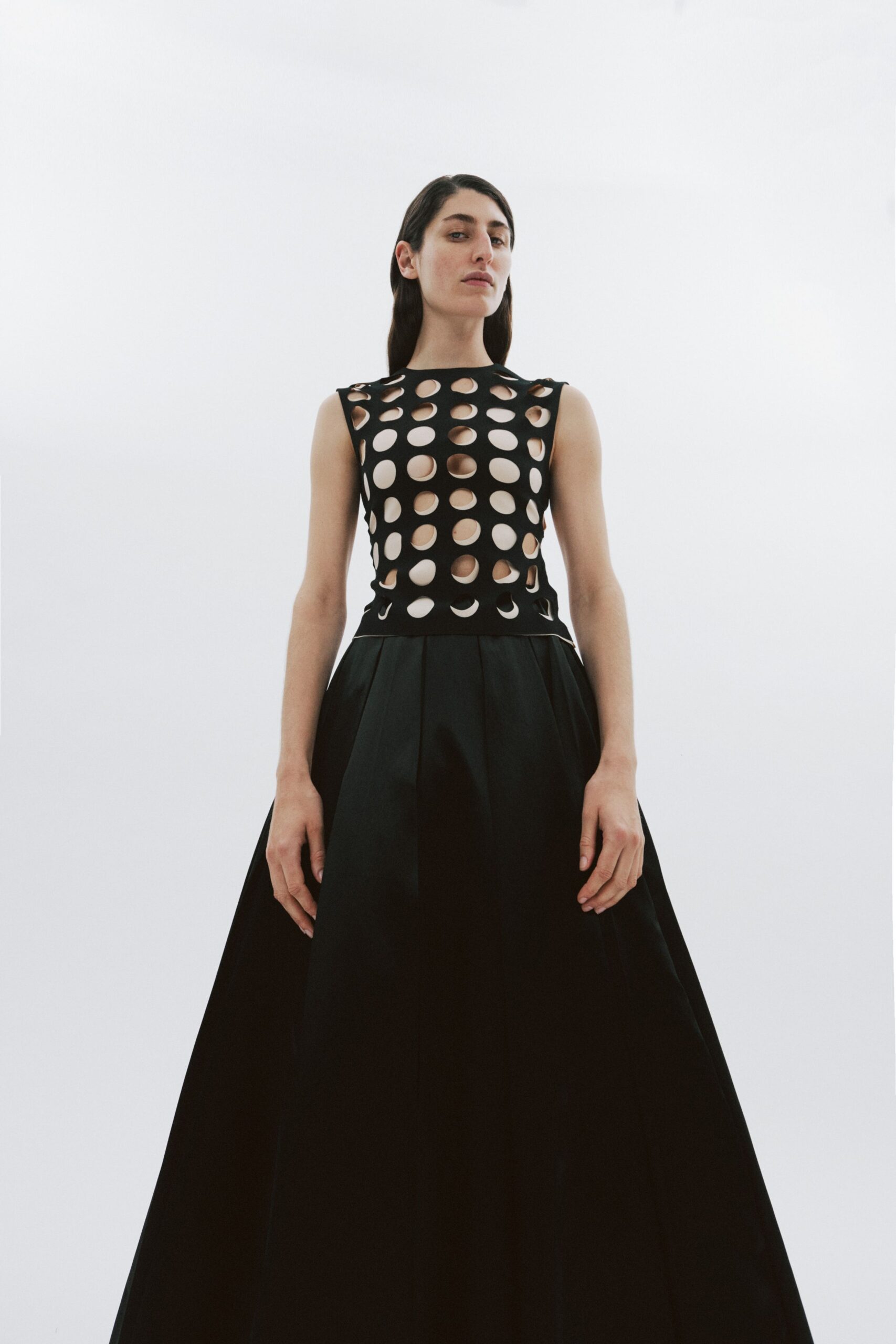 black fitted sleeveless dress