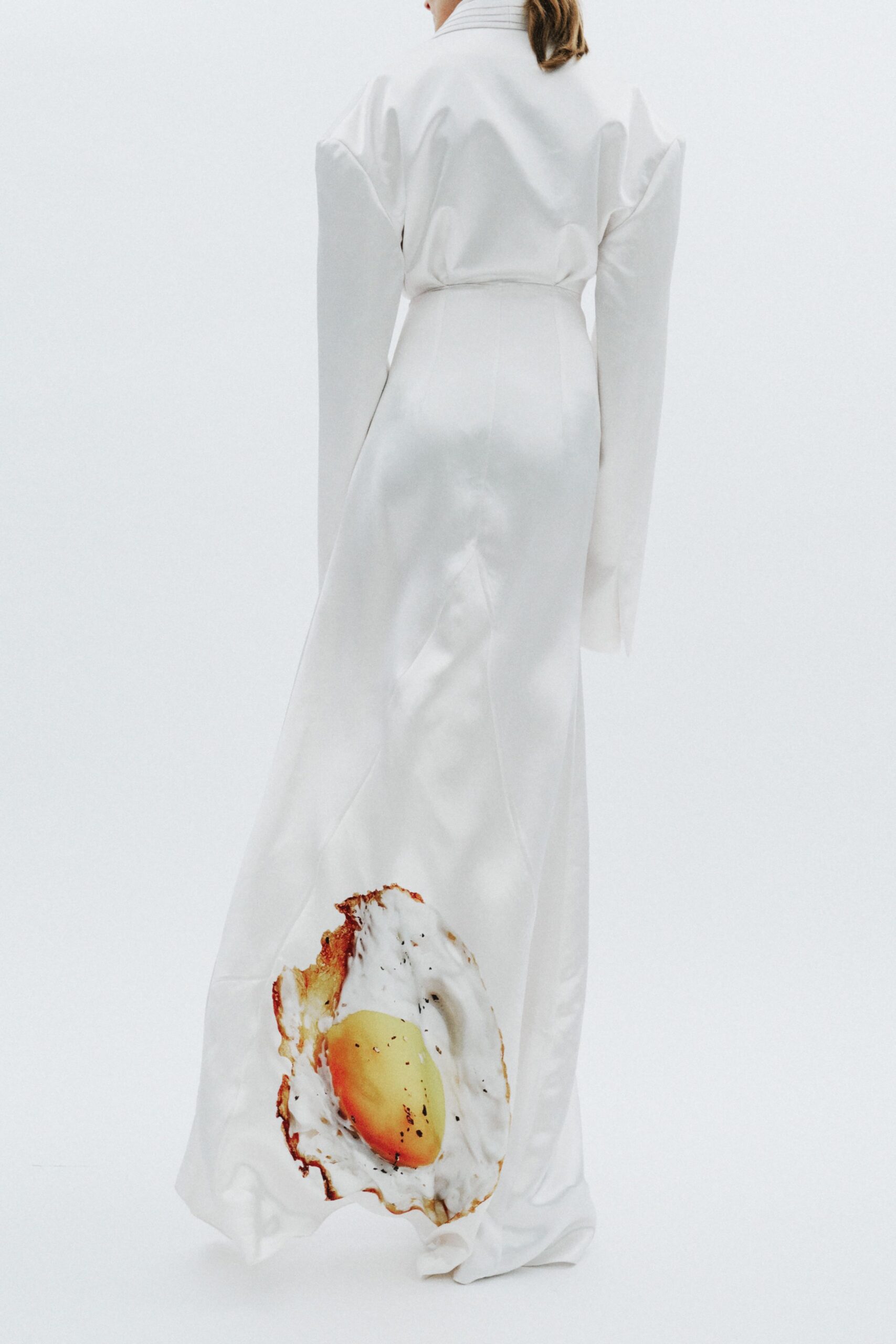 white silk relaxed gown