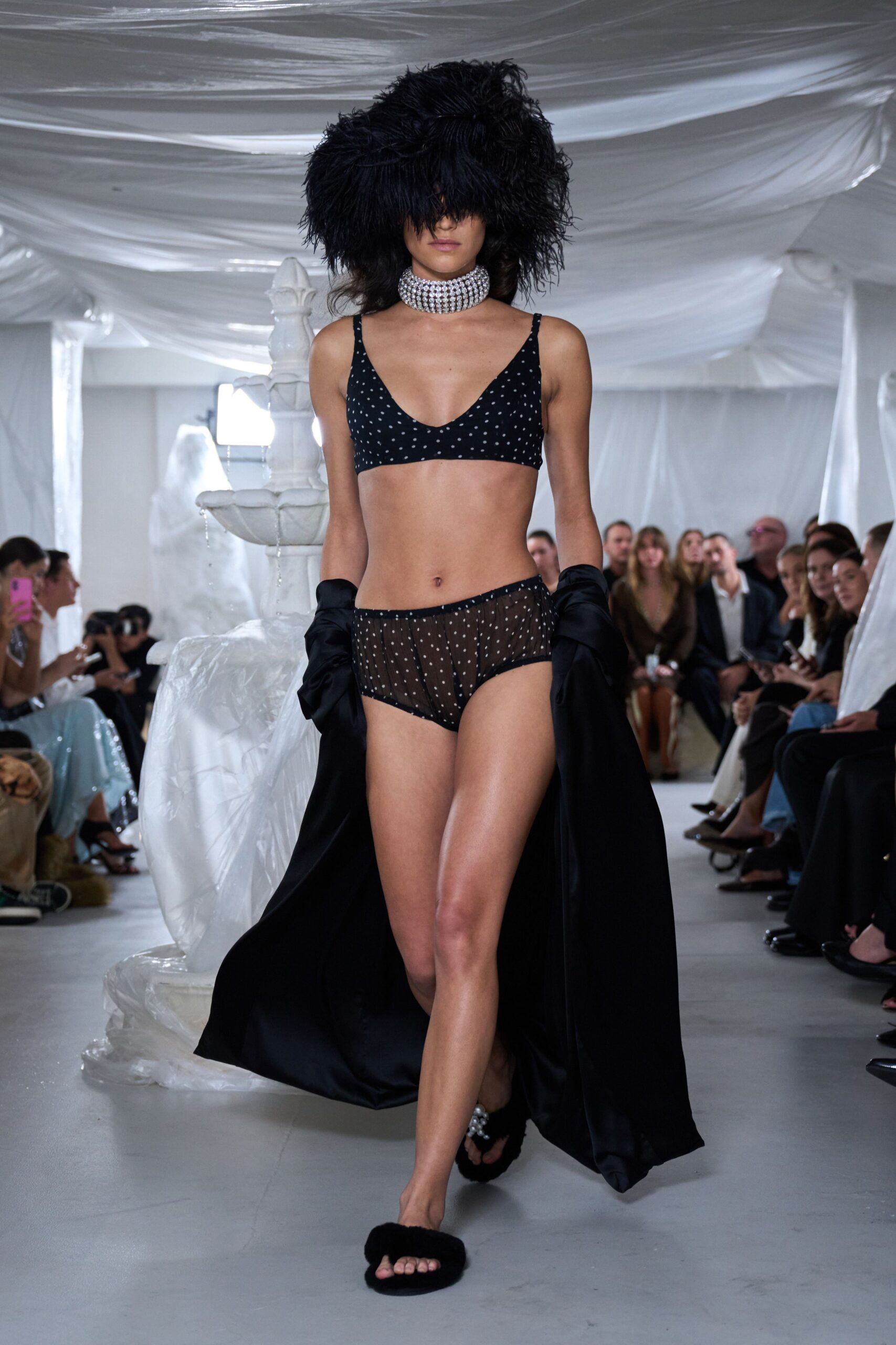 black satin oversized draped layered flowing shiny cape