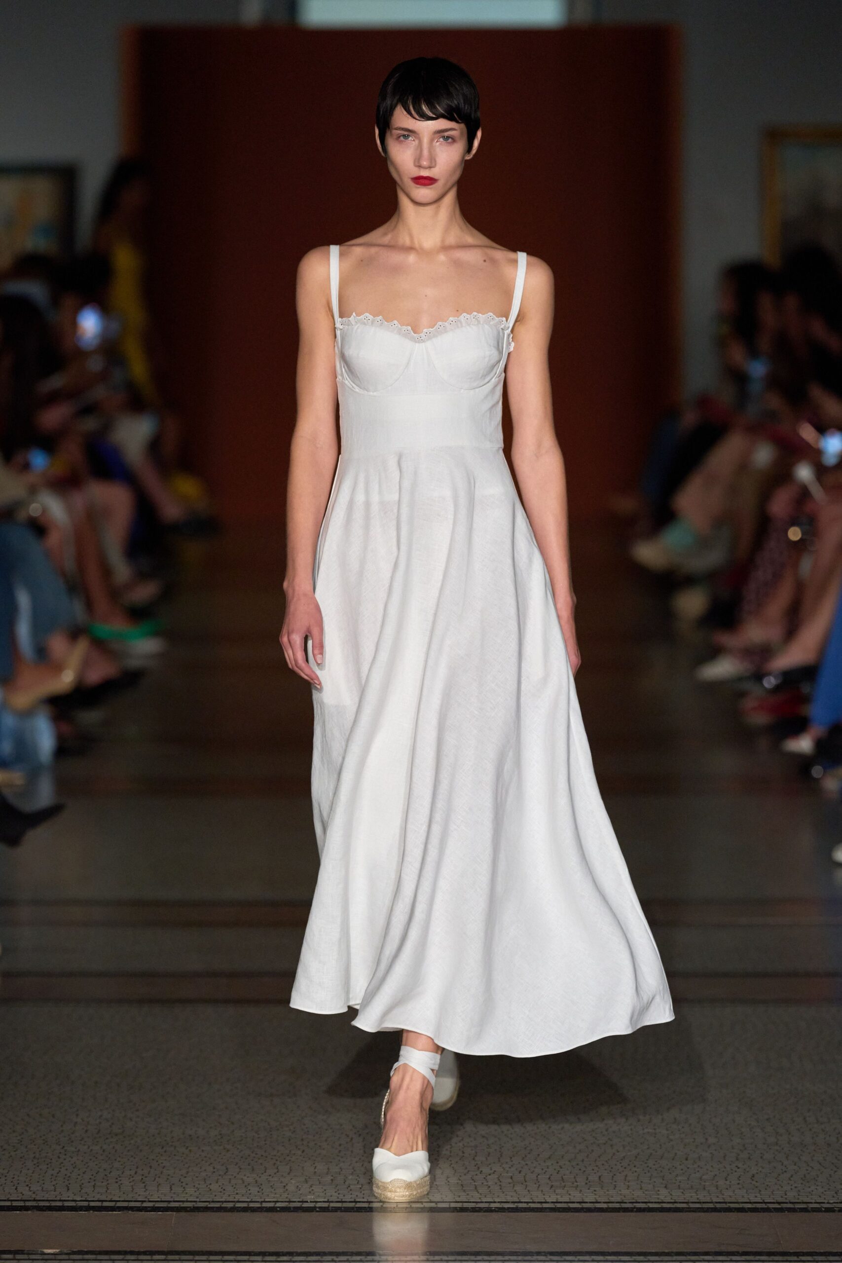 white midi dress with platform shoes