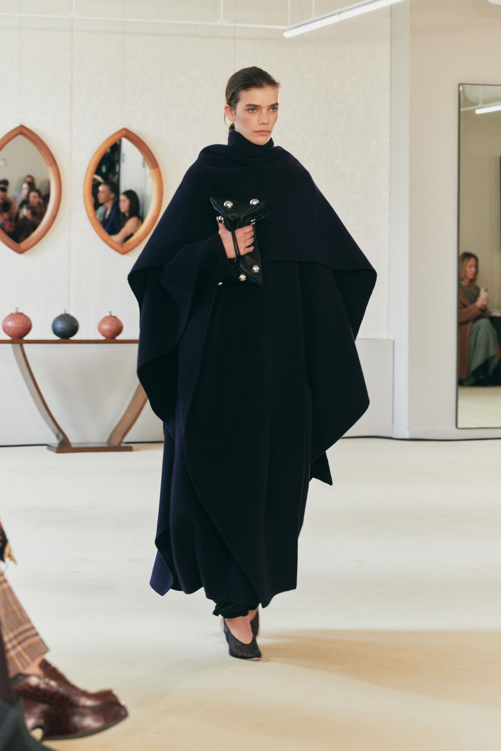 blue wool relaxed maxi cape