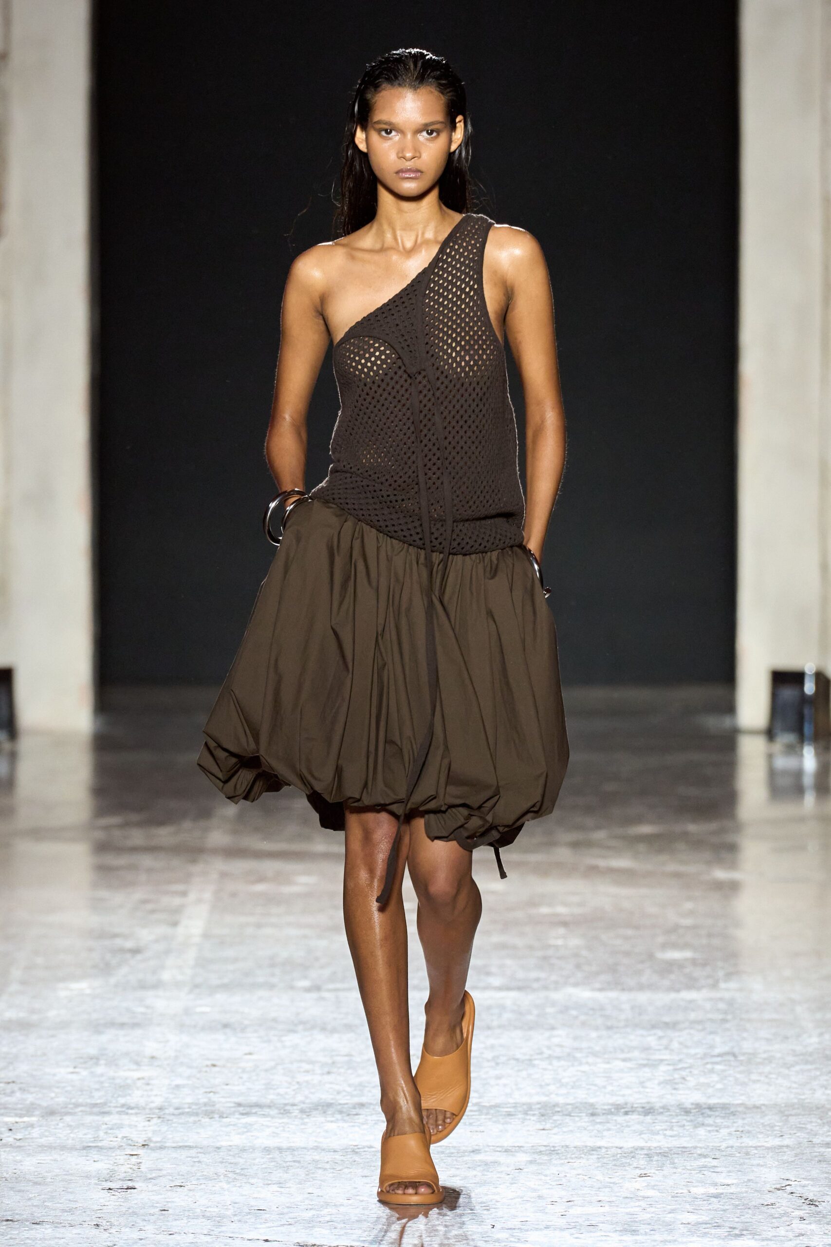 black mesh sleeveless asymmetric fitted textured top