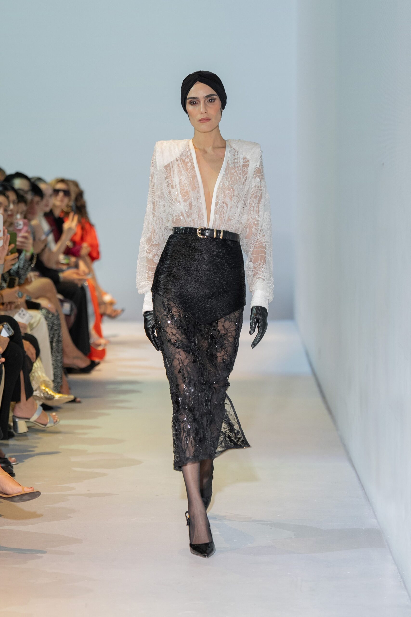 black lace fitted pencil sequined midi skirt