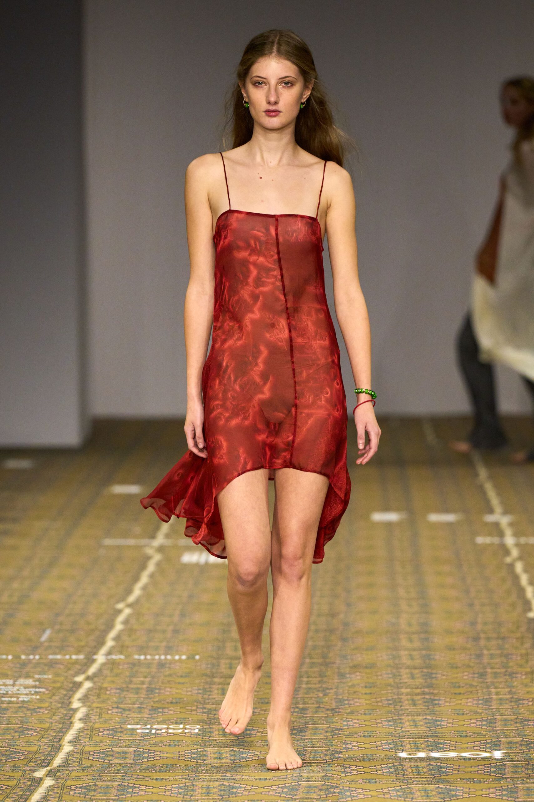 red sheer mini dress