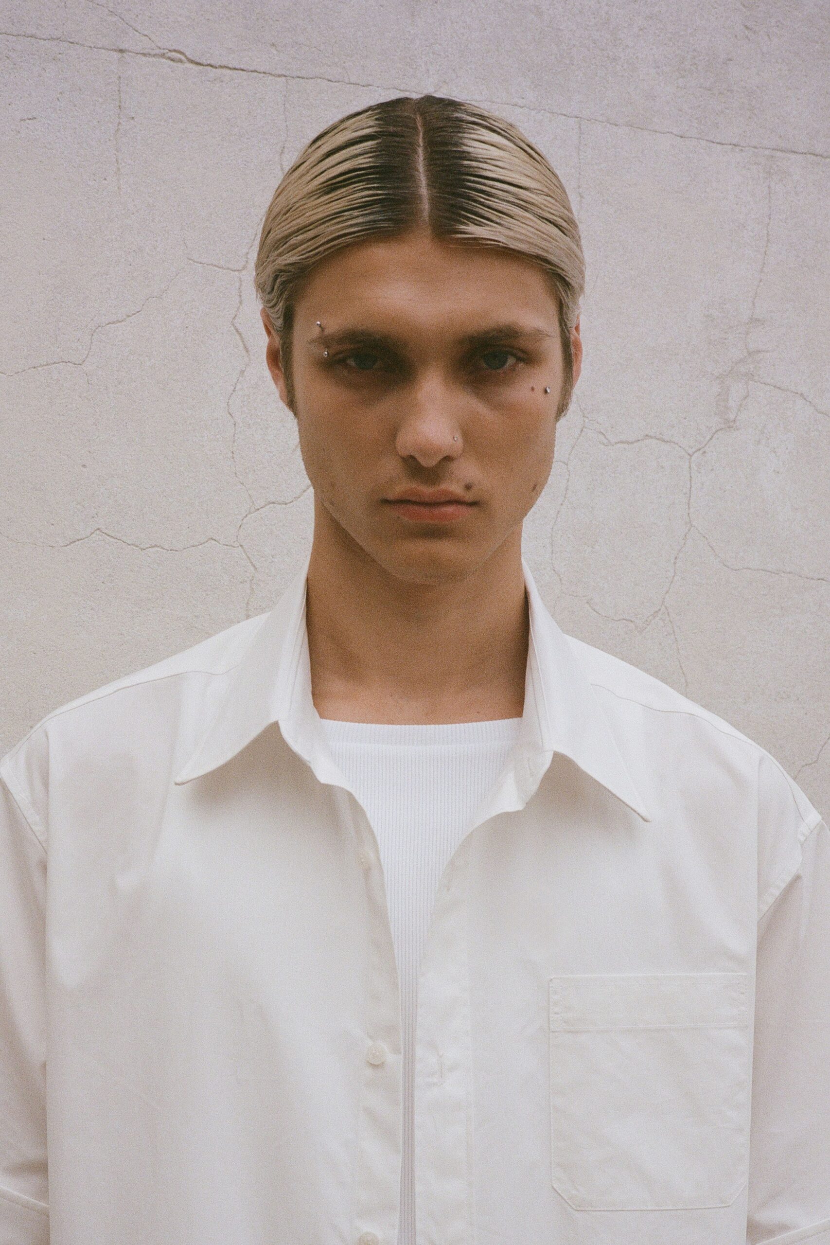 white relaxed shirt and fitted top