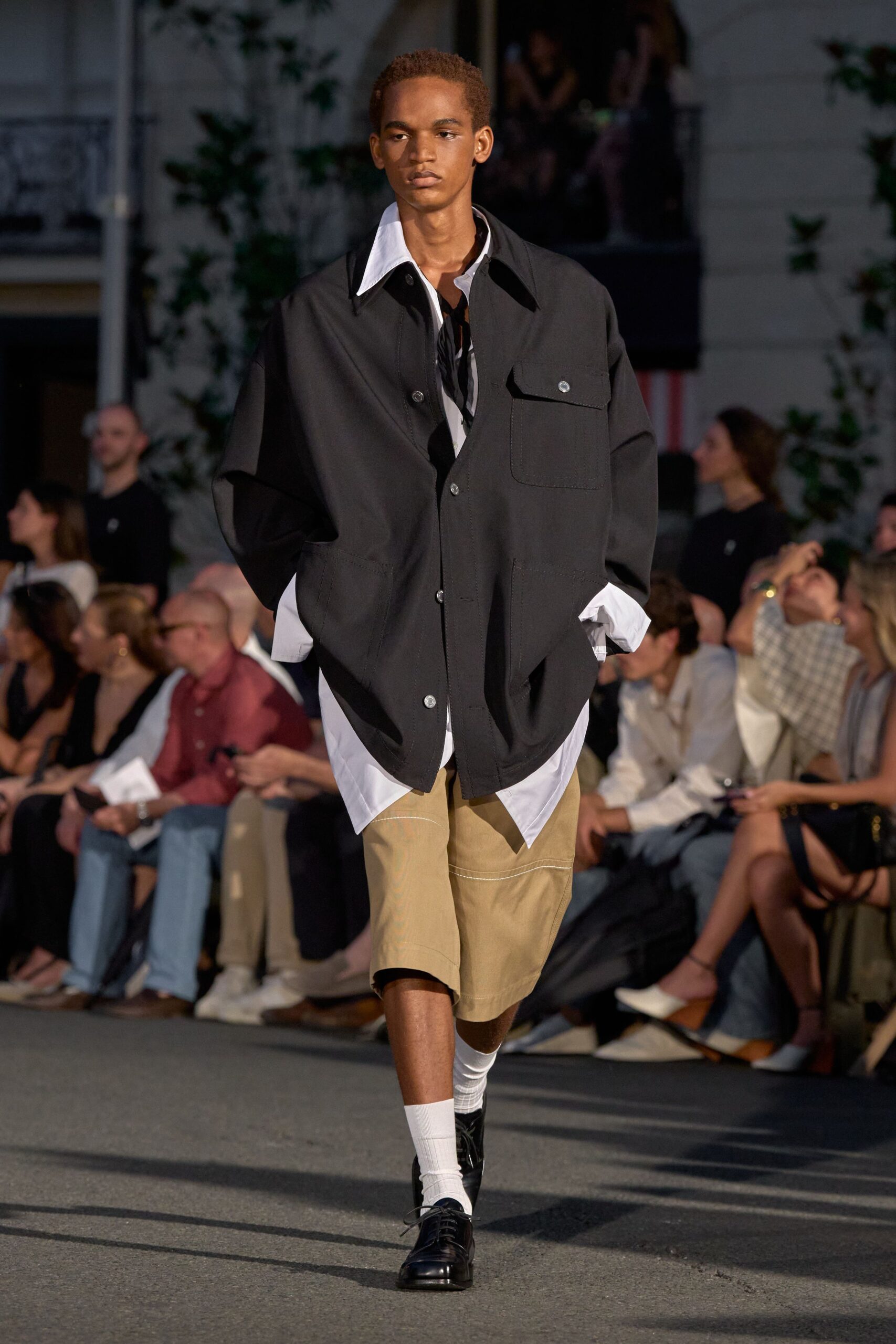 white cotton long-sleeve collared relaxed longline buttoned shirt