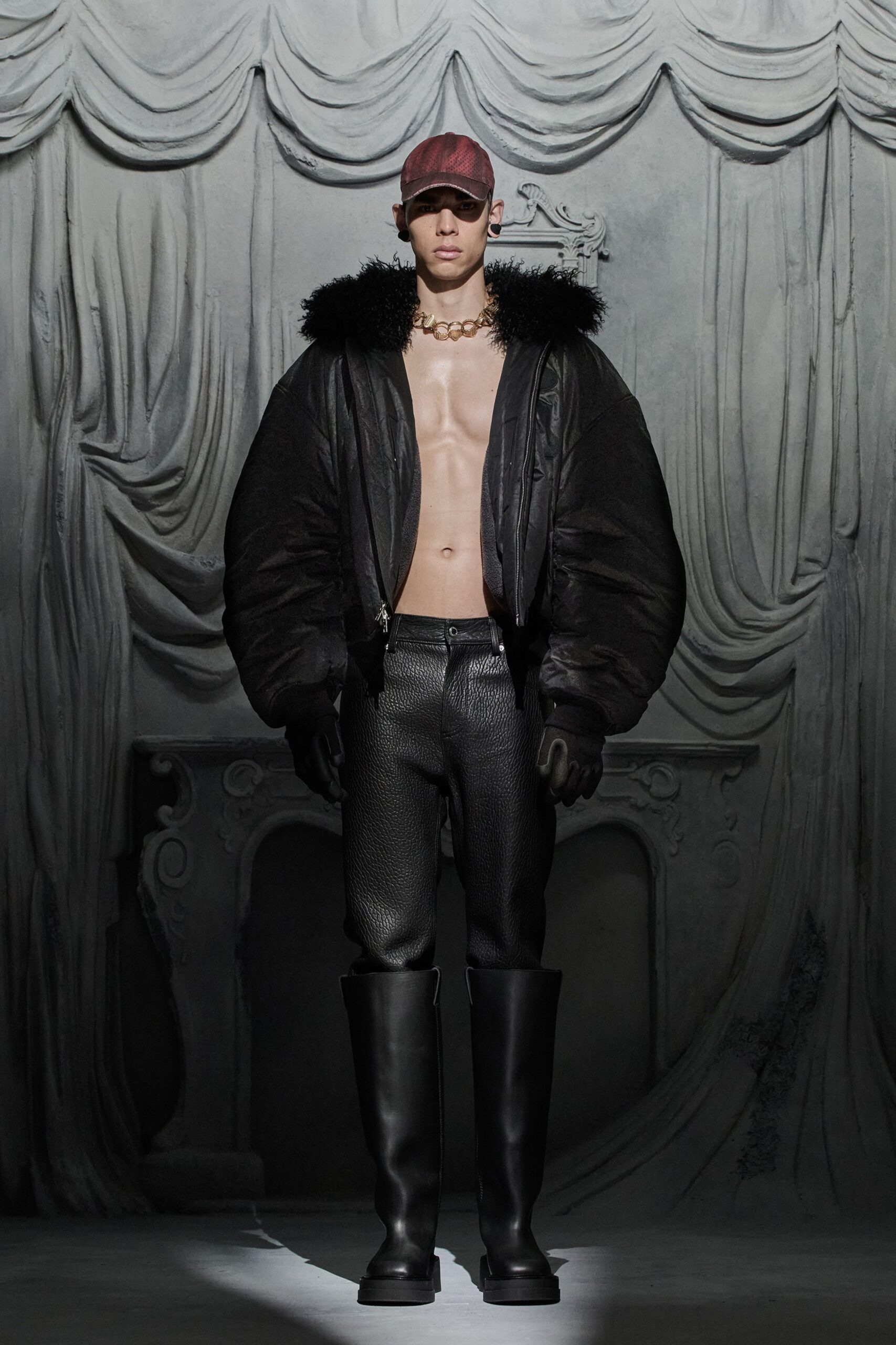 black leather oversized jacket