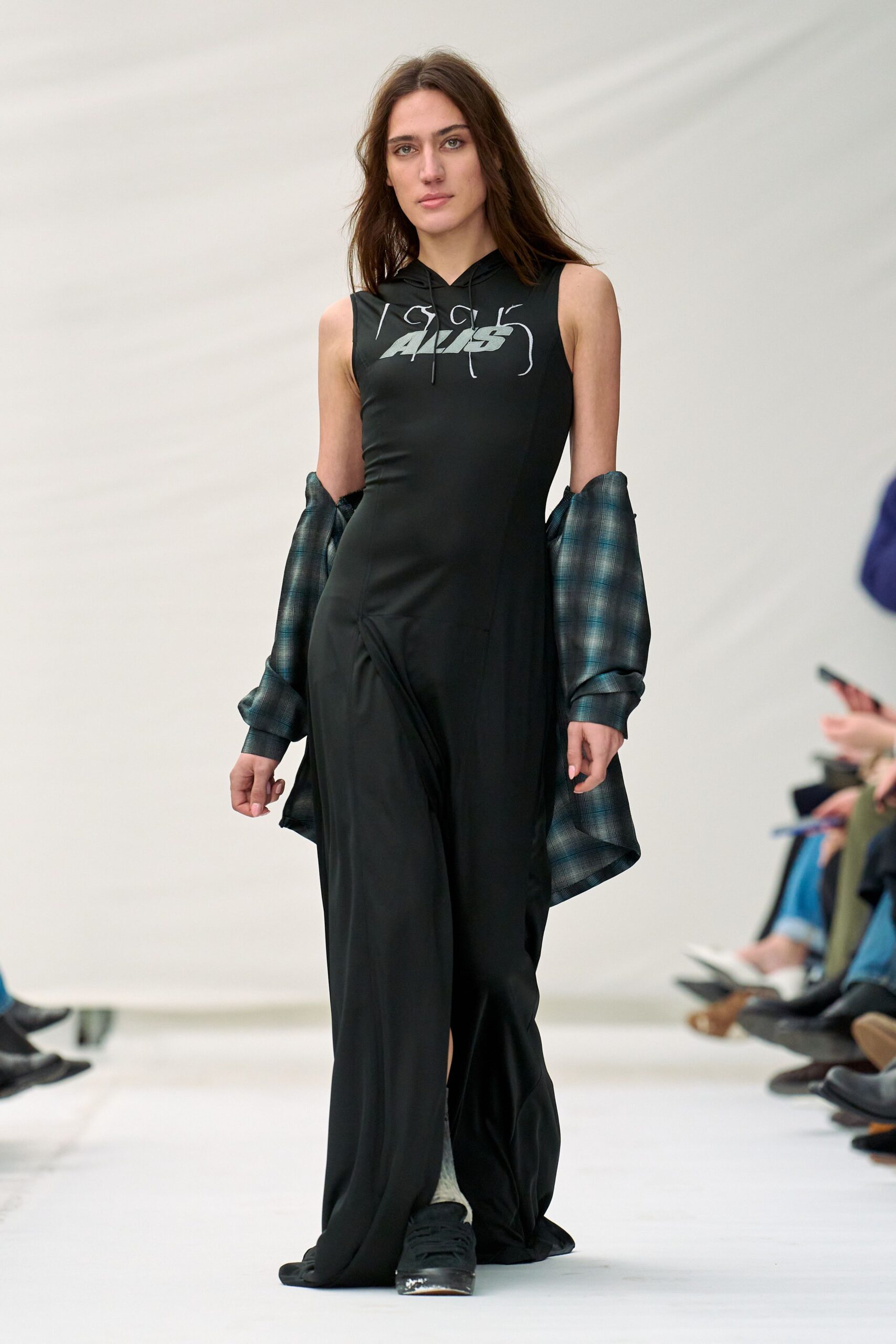 black fitted maxi dress with jacket