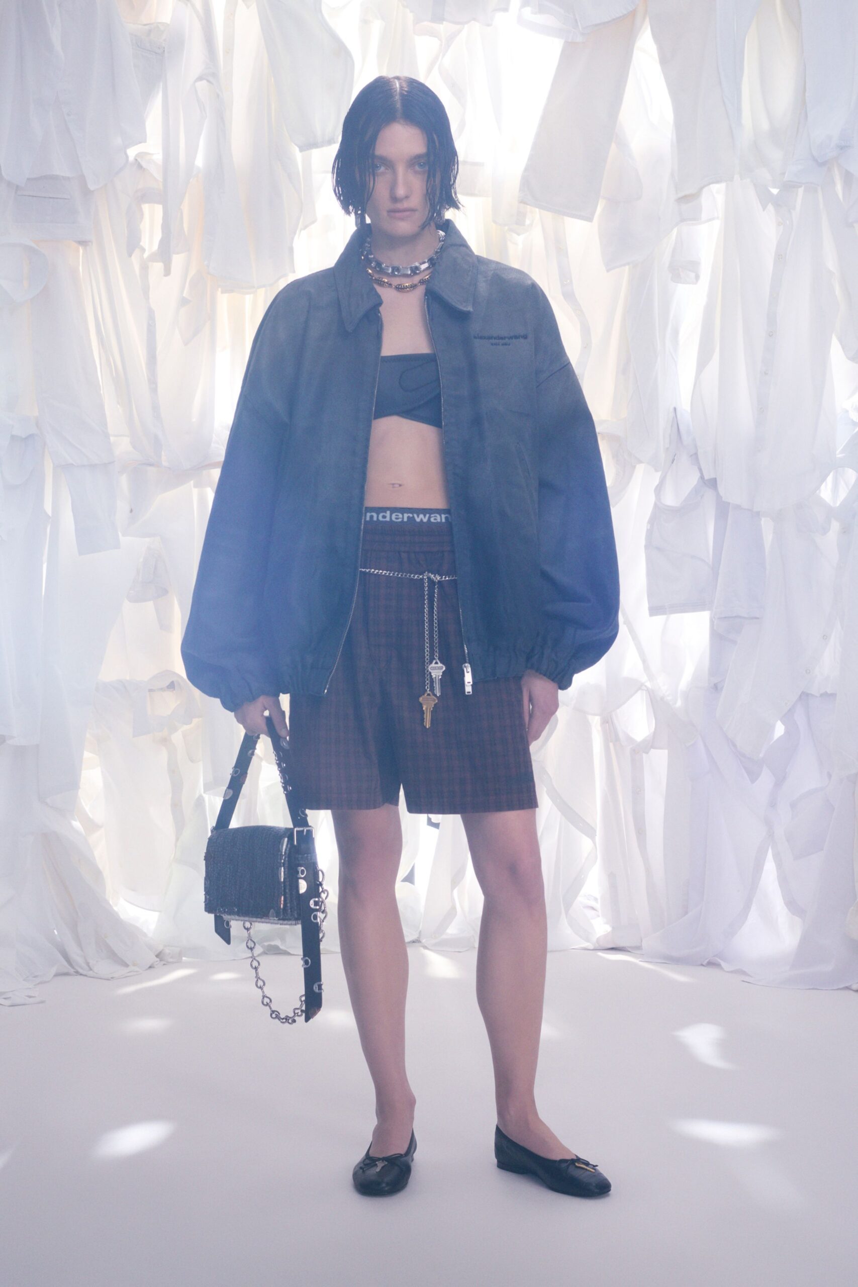 black denim long-sleeve oversized buttoned jacket