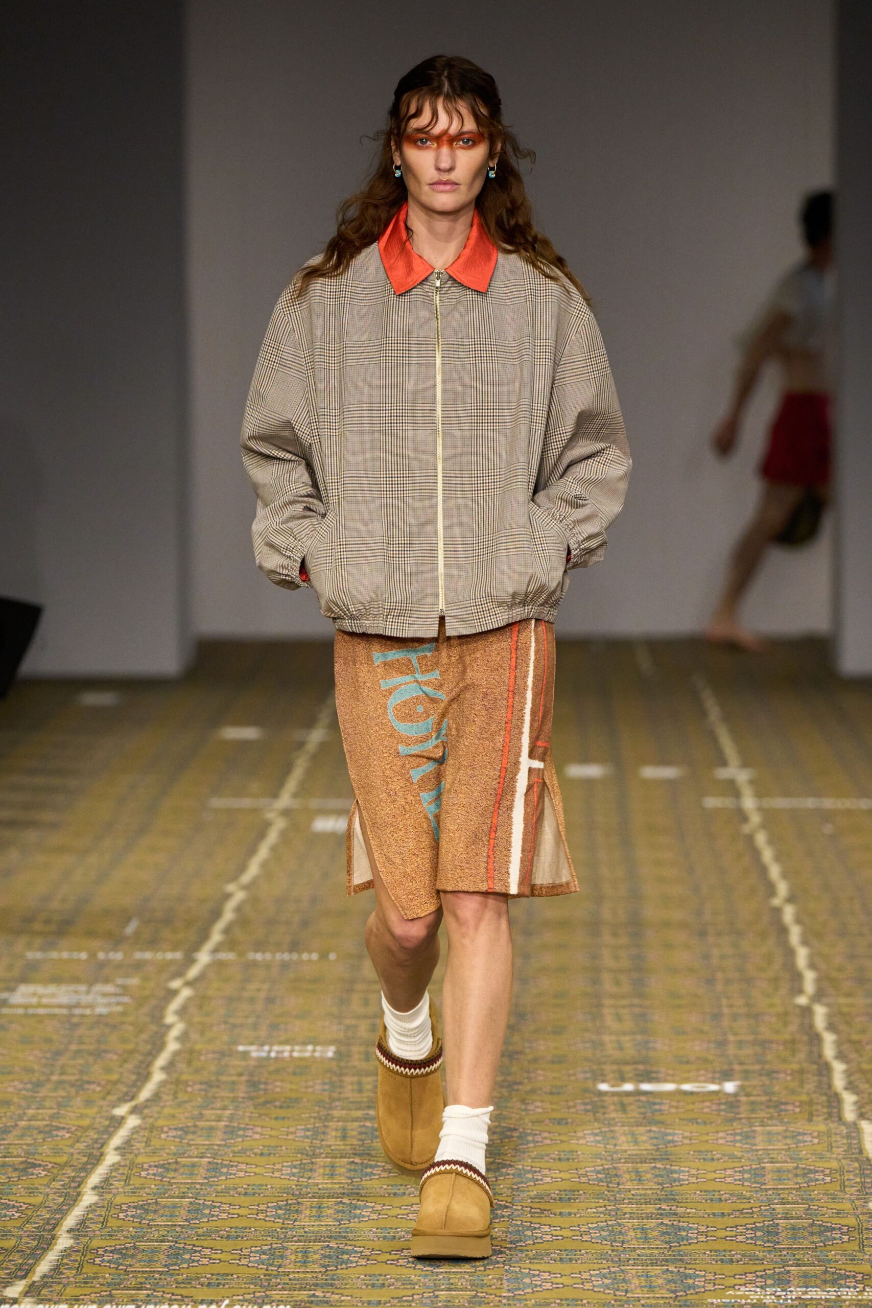brown cotton relaxed striped printed mini skirt