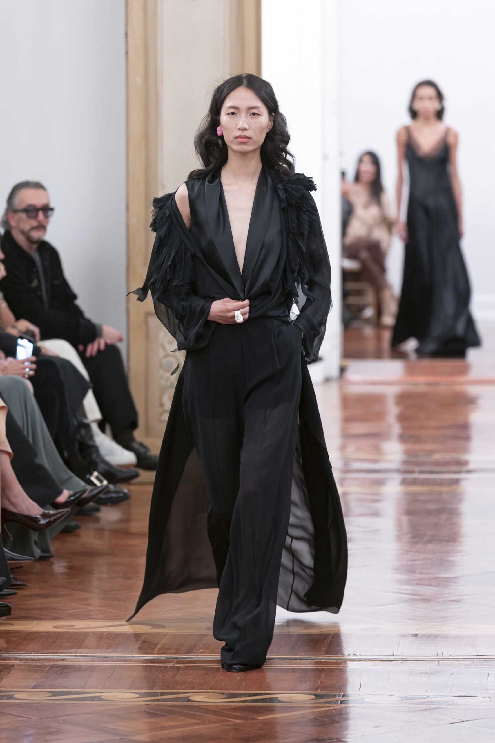 black silk fitted jumpsuit