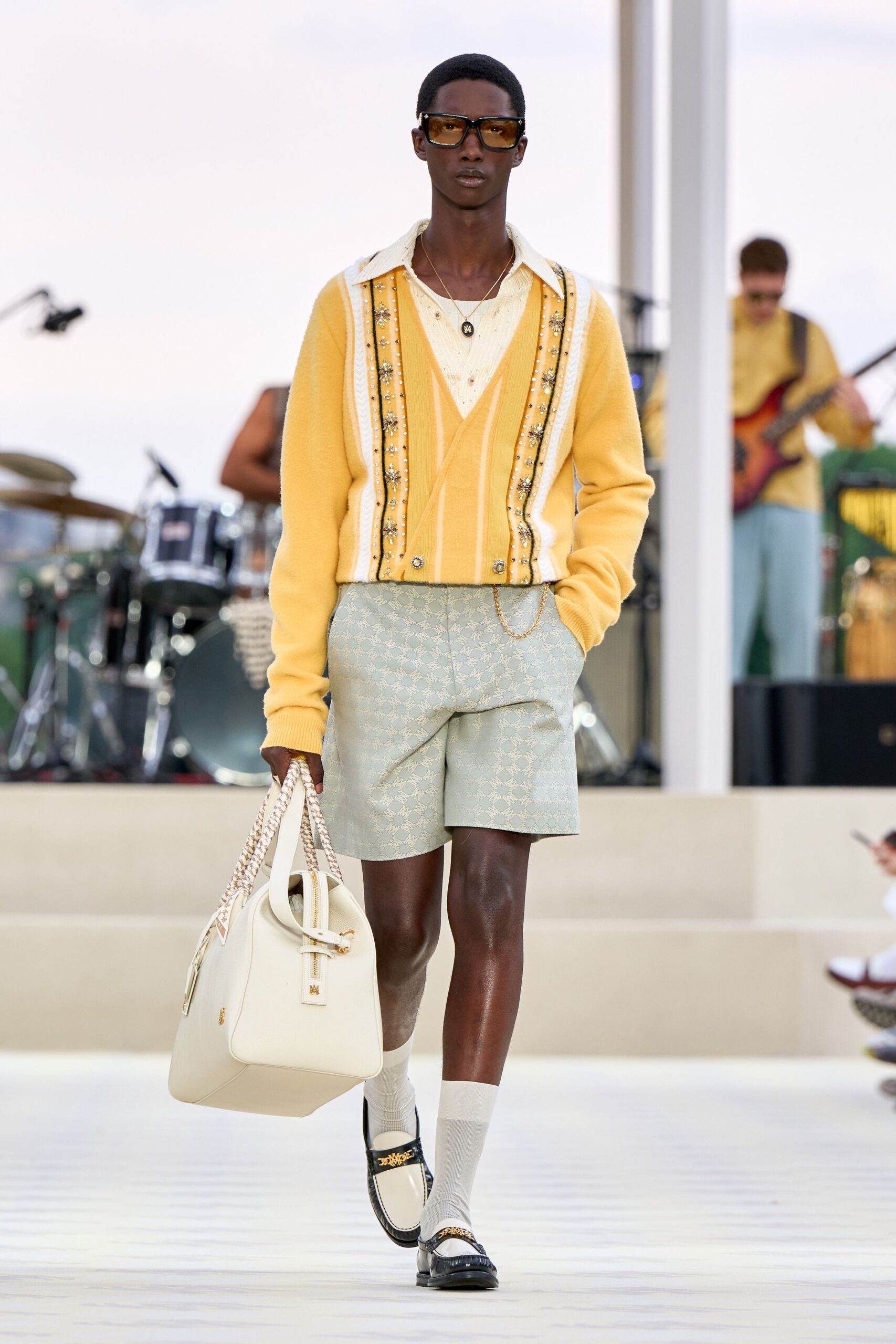 yellow cotton long-sleeve collared fitted buttoned sweater